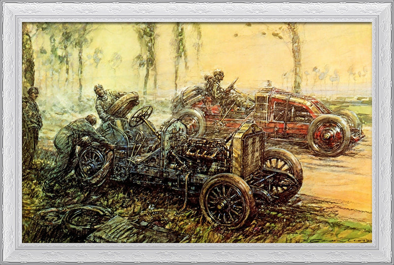 De Dietrich Tyre Trouble, French Grand Prix – F. Gordon Crosby, 1920