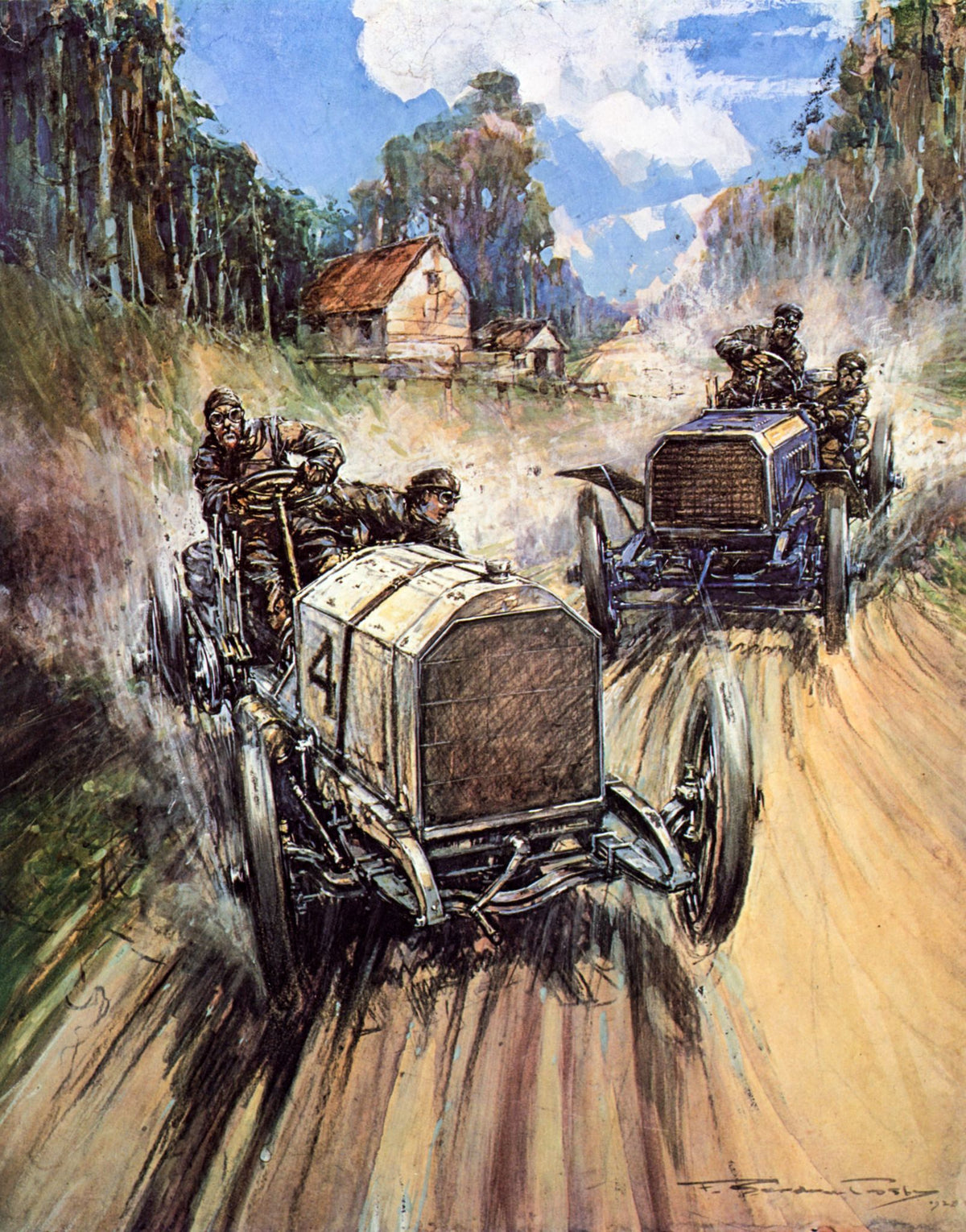 Gordon Bennett Mercedes – F. Gordon Crosby, 1920, framed