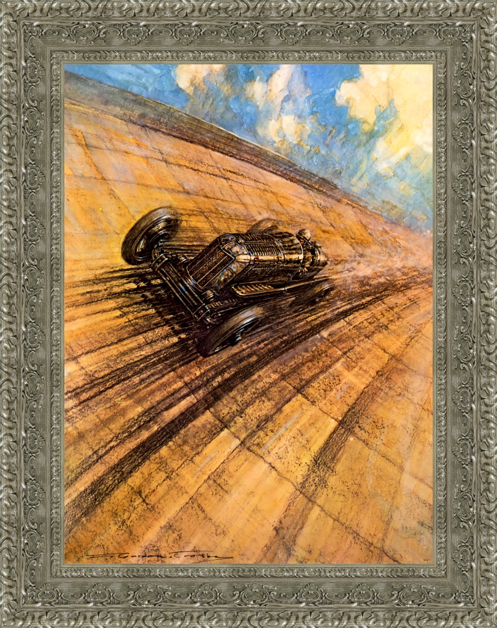 Gwenda Stewart’s Ten Mile Record at 137.1 mph by F. Gordon Crosby — Framed Giclee Canvas Print | Canvas Classics