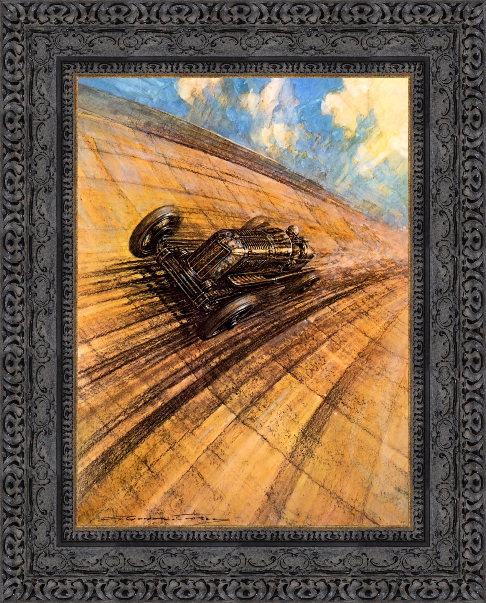 Gwenda Stewart’s Ten Mile Record at 137.1 mph by F. Gordon Crosby — Framed Giclee Canvas Print | Canvas Classics