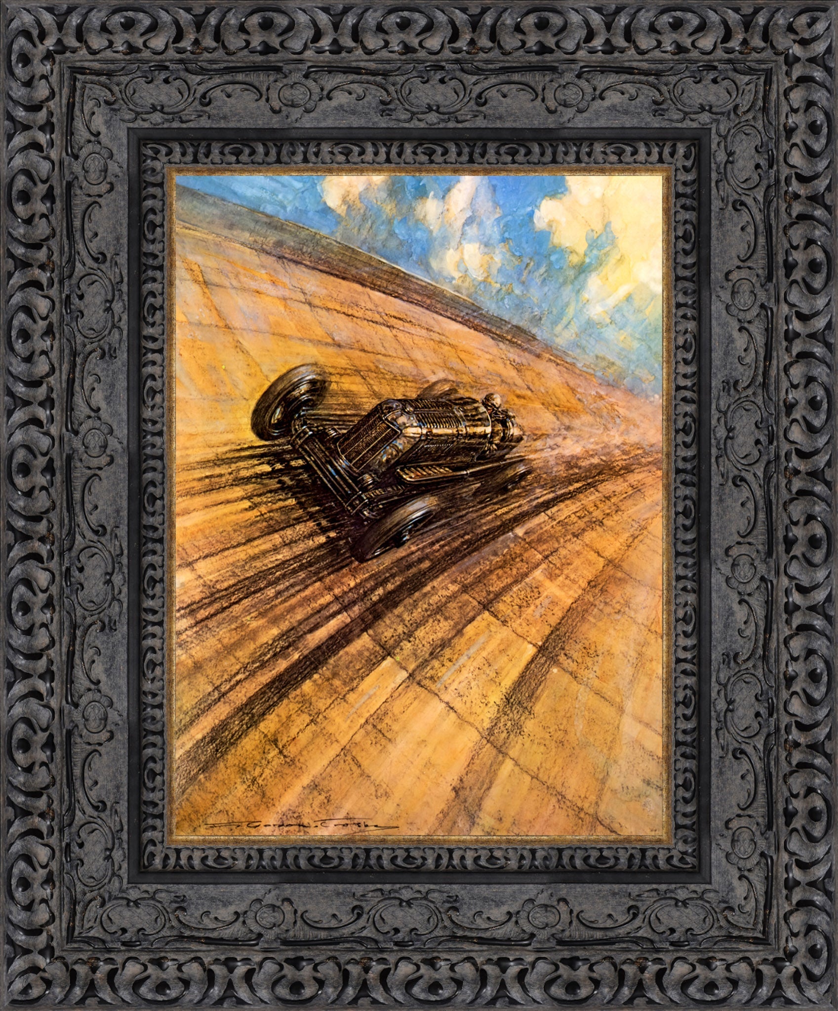 Gwenda Stewart’s Ten Mile Record at 137.1 mph by F. Gordon Crosby — Framed Giclee Canvas Print | Canvas Classics