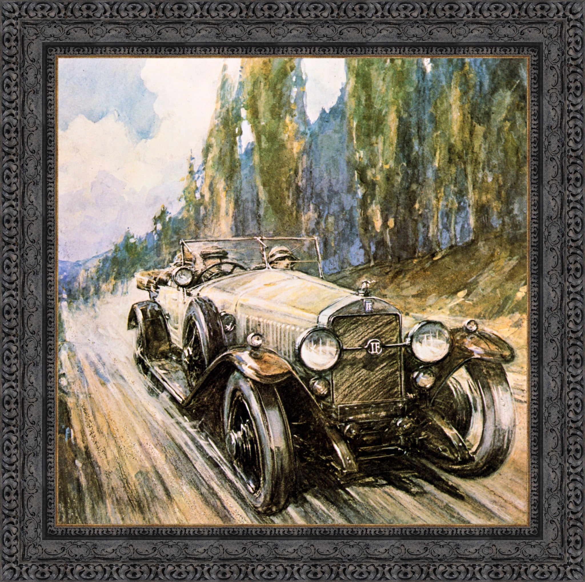 Isotta Fraschini Open Tourer by F. Gordon Crosby — Framed Giclee Canvas Print | Canvas Classics
