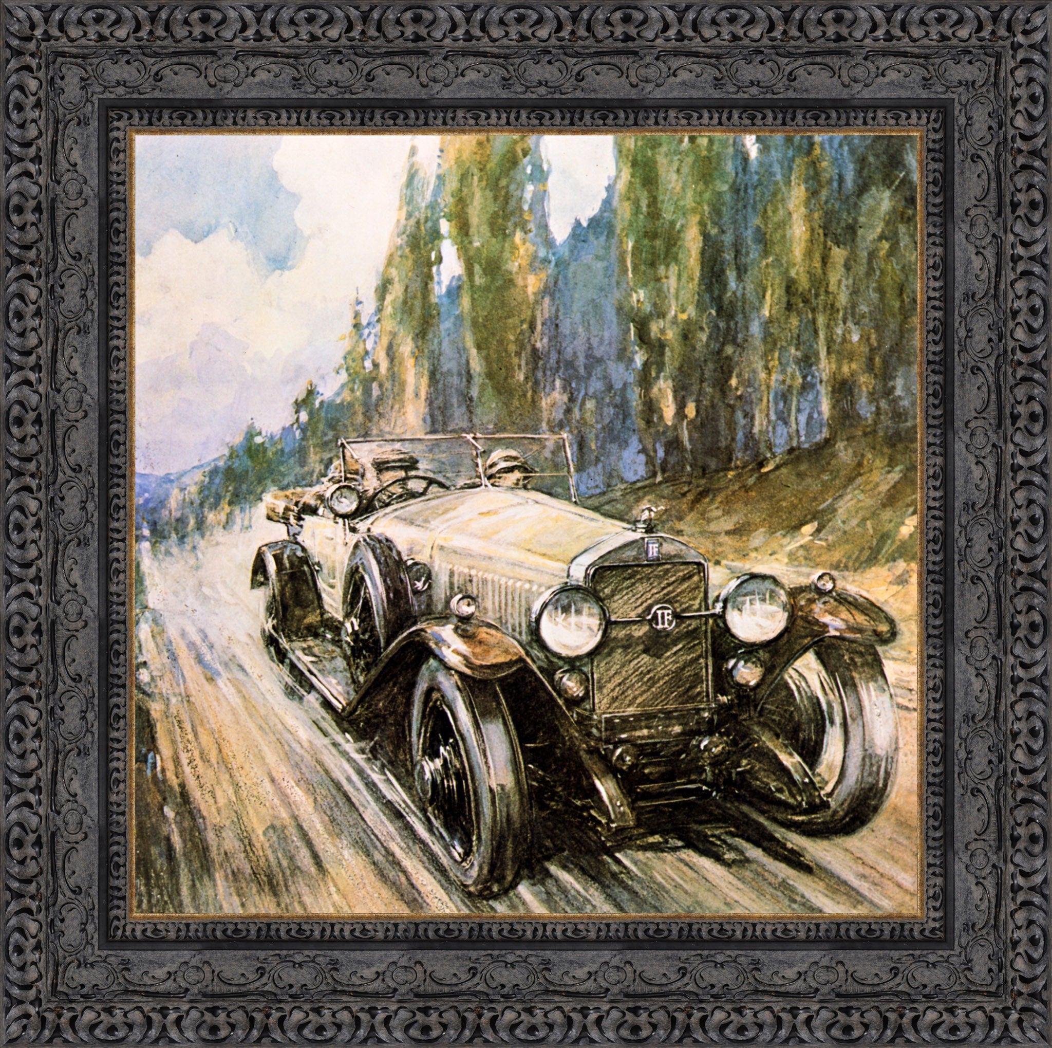 Isotta Fraschini Open Tourer by F. Gordon Crosby — Framed Giclee Canvas Print | Canvas Classics