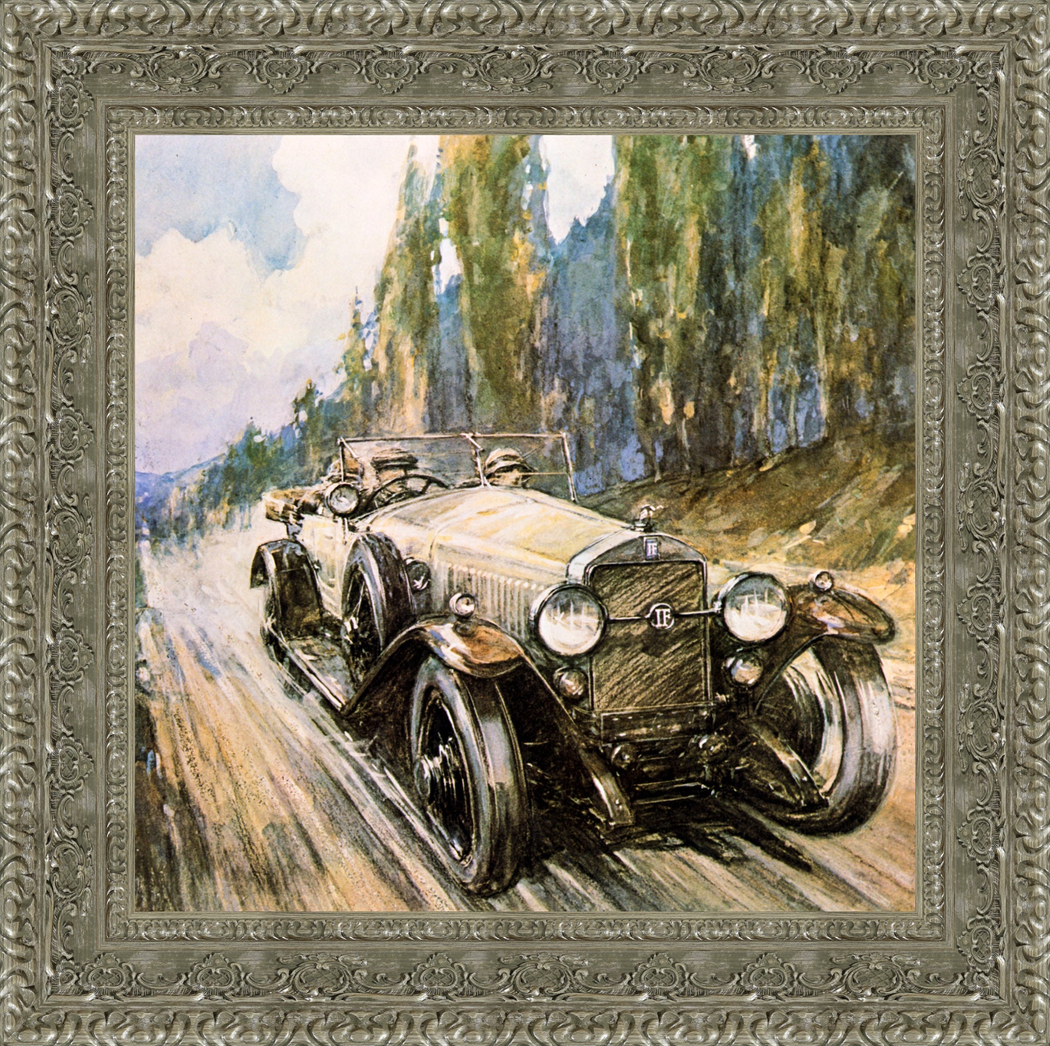 Isotta Fraschini Open Tourer by F. Gordon Crosby — Framed Giclee Canvas Print | Canvas Classics
