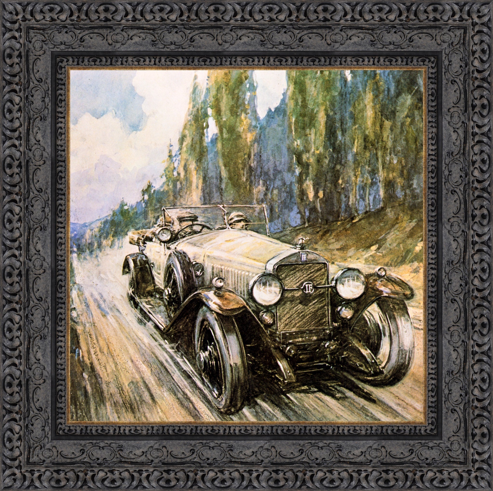 Isotta Fraschini Open Tourer by F. Gordon Crosby — Framed Giclee Canvas Print | Canvas Classics