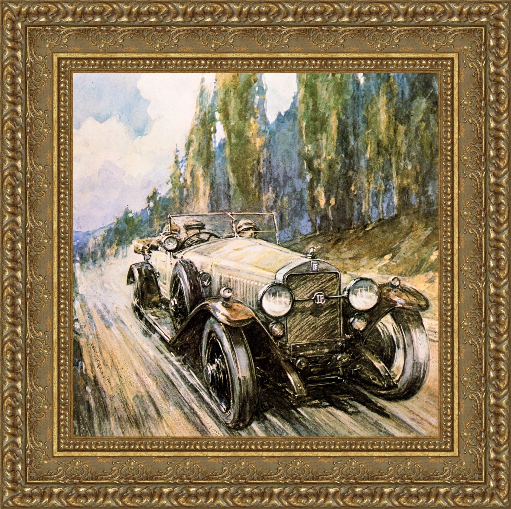 Isotta Fraschini Open Tourer by F. Gordon Crosby — Framed Giclee Canvas Print | Canvas Classics