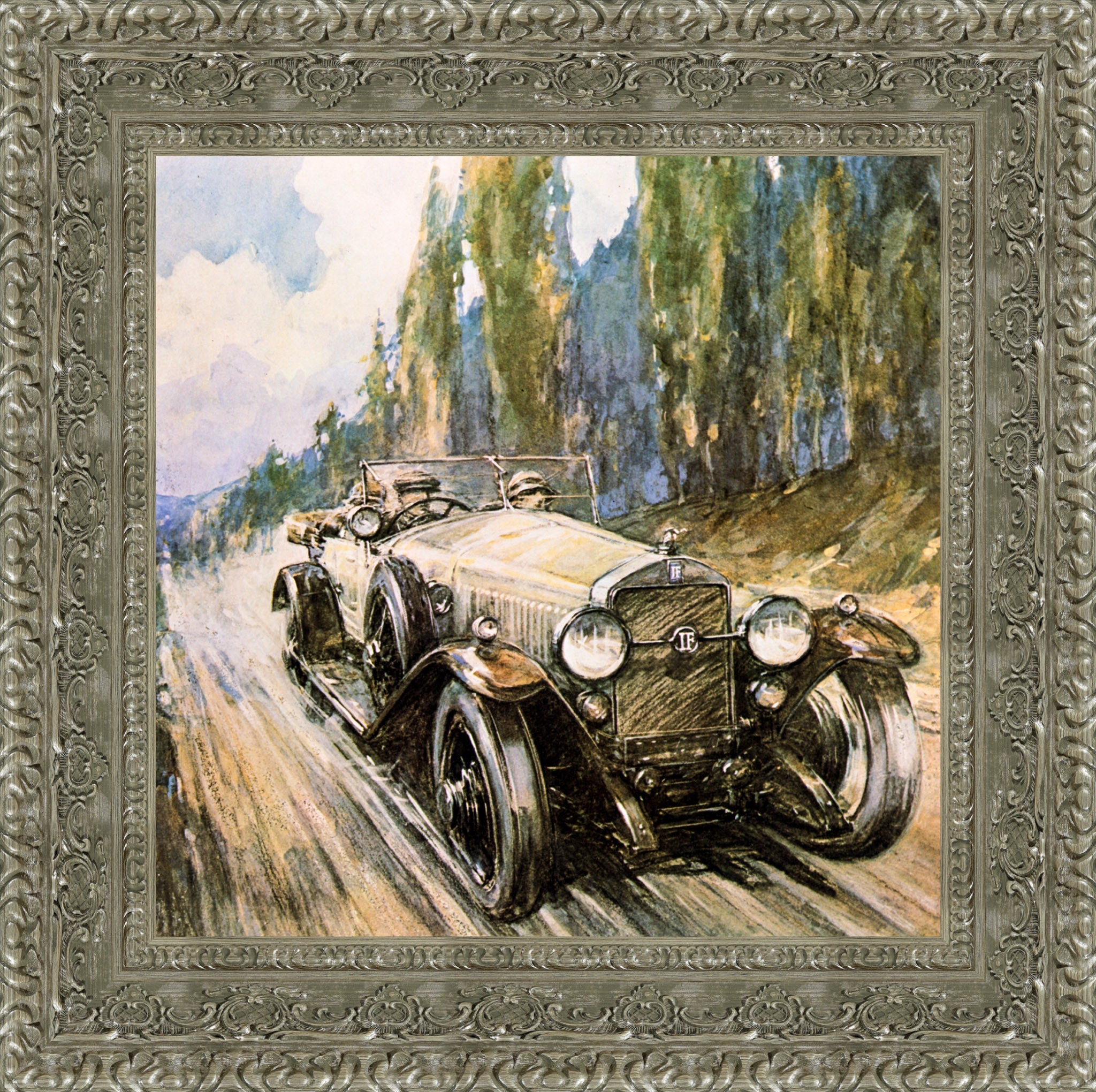 Isotta Fraschini Open Tourer by F. Gordon Crosby — Framed Giclee Canvas Print | Canvas Classics