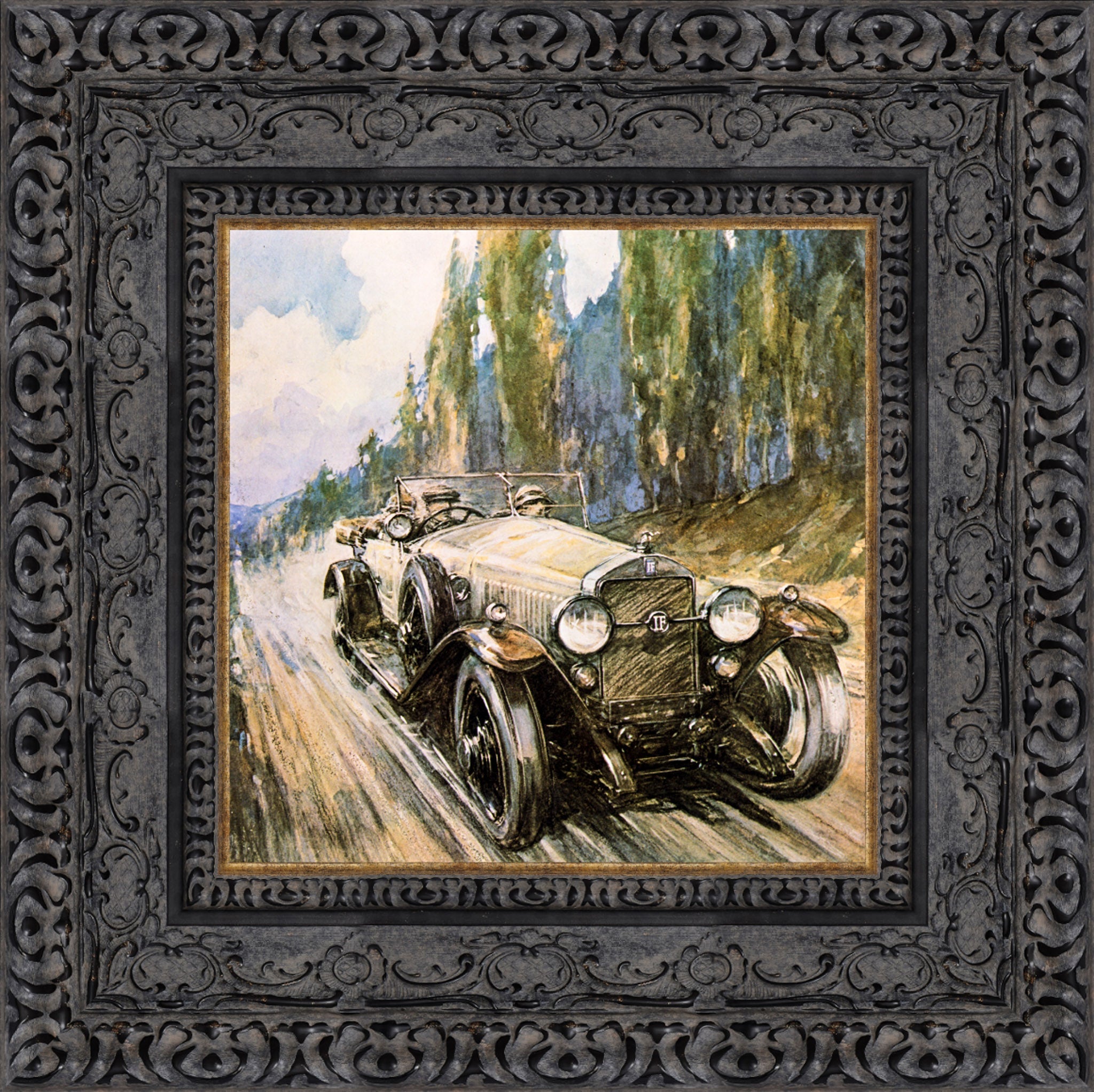 Isotta Fraschini Open Tourer by F. Gordon Crosby — Framed Giclee Canvas Print | Canvas Classics
