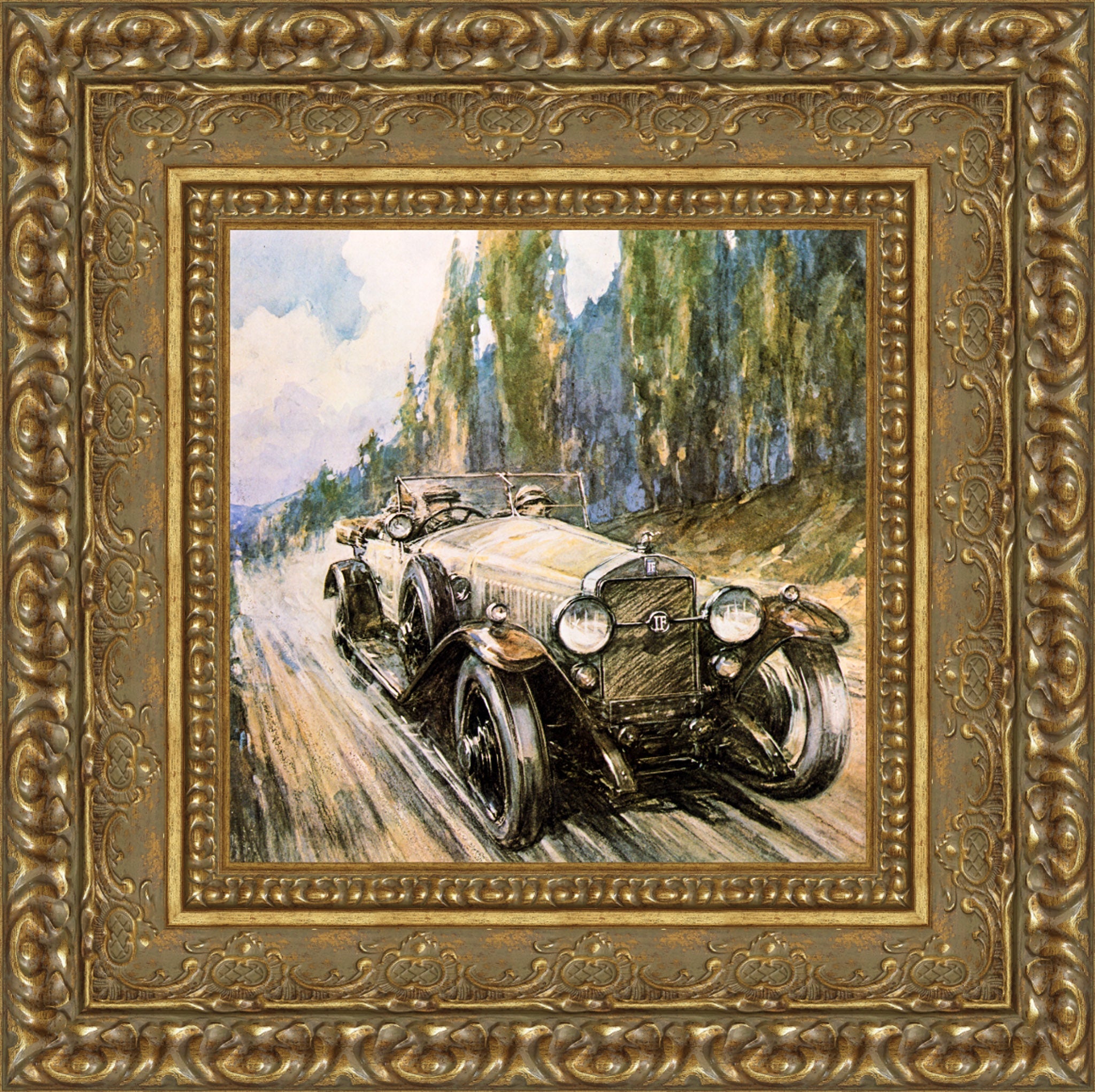 Isotta Fraschini Open Tourer by F. Gordon Crosby — Framed Giclee Canvas Print | Canvas Classics