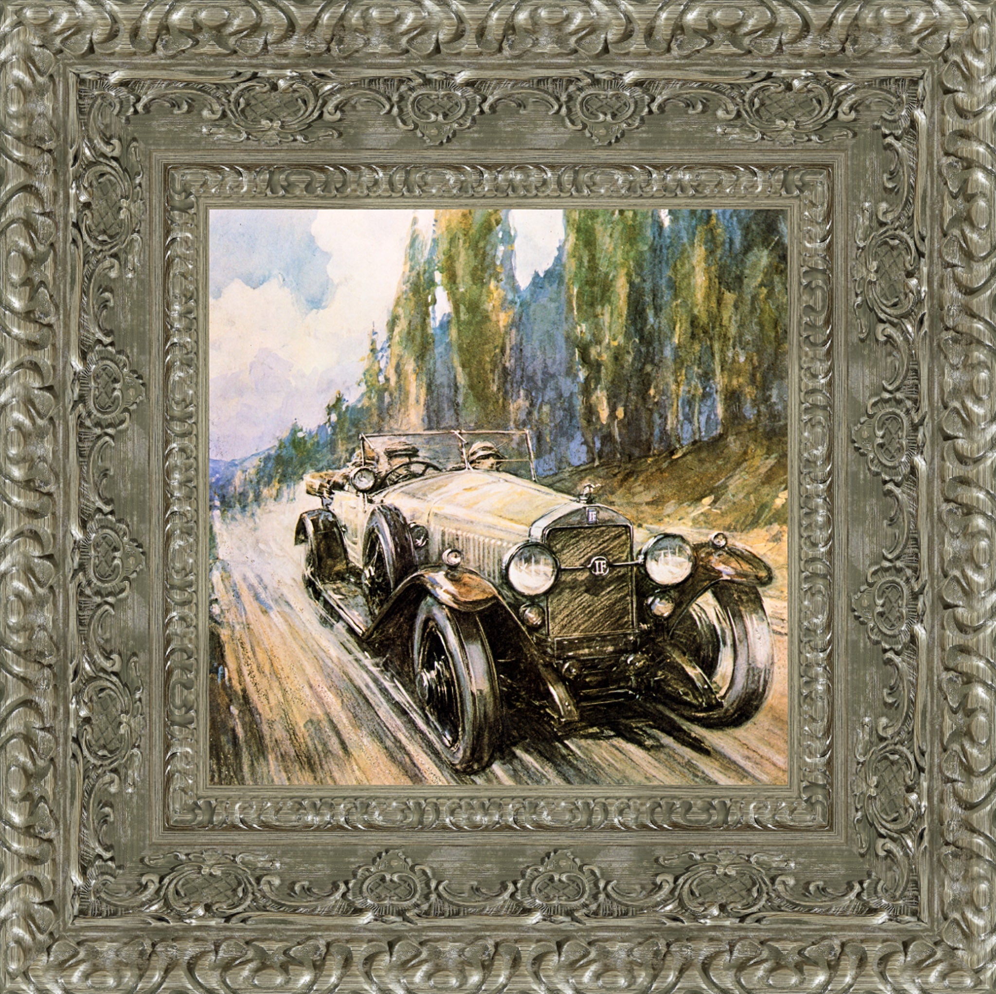 Isotta Fraschini Open Tourer by F. Gordon Crosby — Framed Giclee Canvas Print | Canvas Classics
