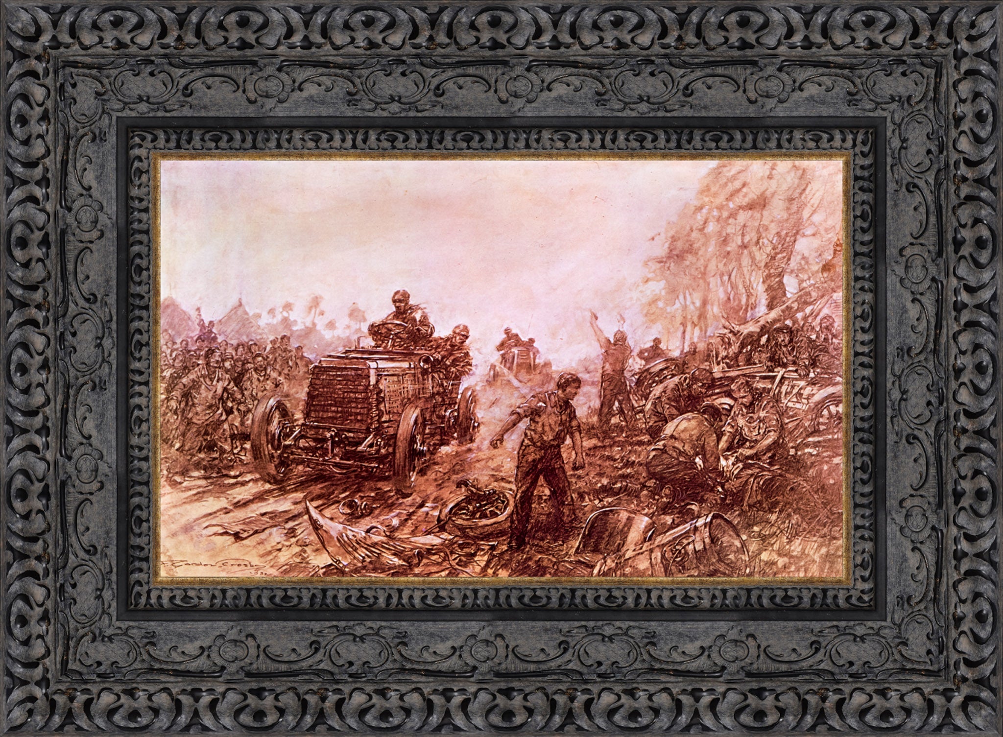 Last of the Great Open Races 1903 by F. Gordon Crosby — Framed Giclee Canvas Print | Canvas Classics
