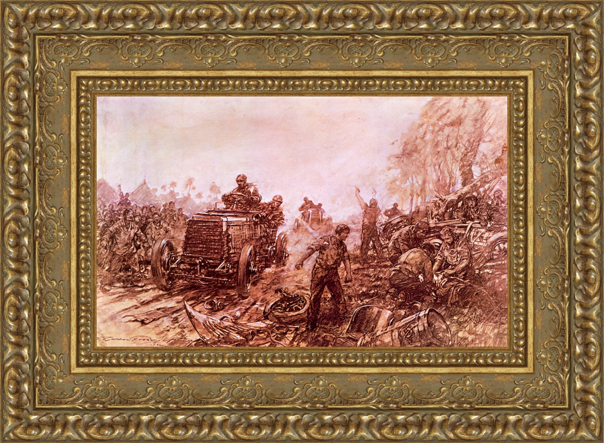 Last of the Great Open Races 1903 by F. Gordon Crosby — Framed Giclee Canvas Print | Canvas Classics