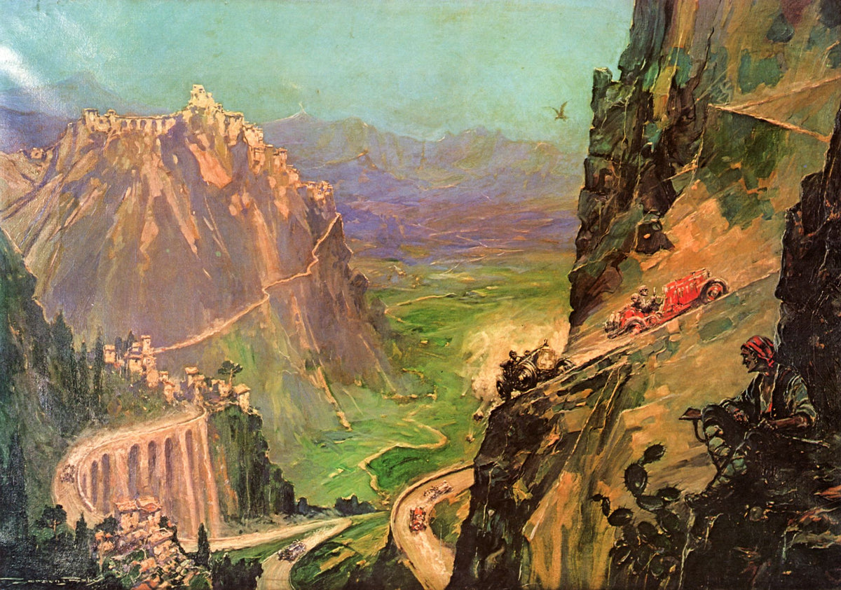 Targa Florio Fantasy – F. Gordon Crosby, 1930s, framed