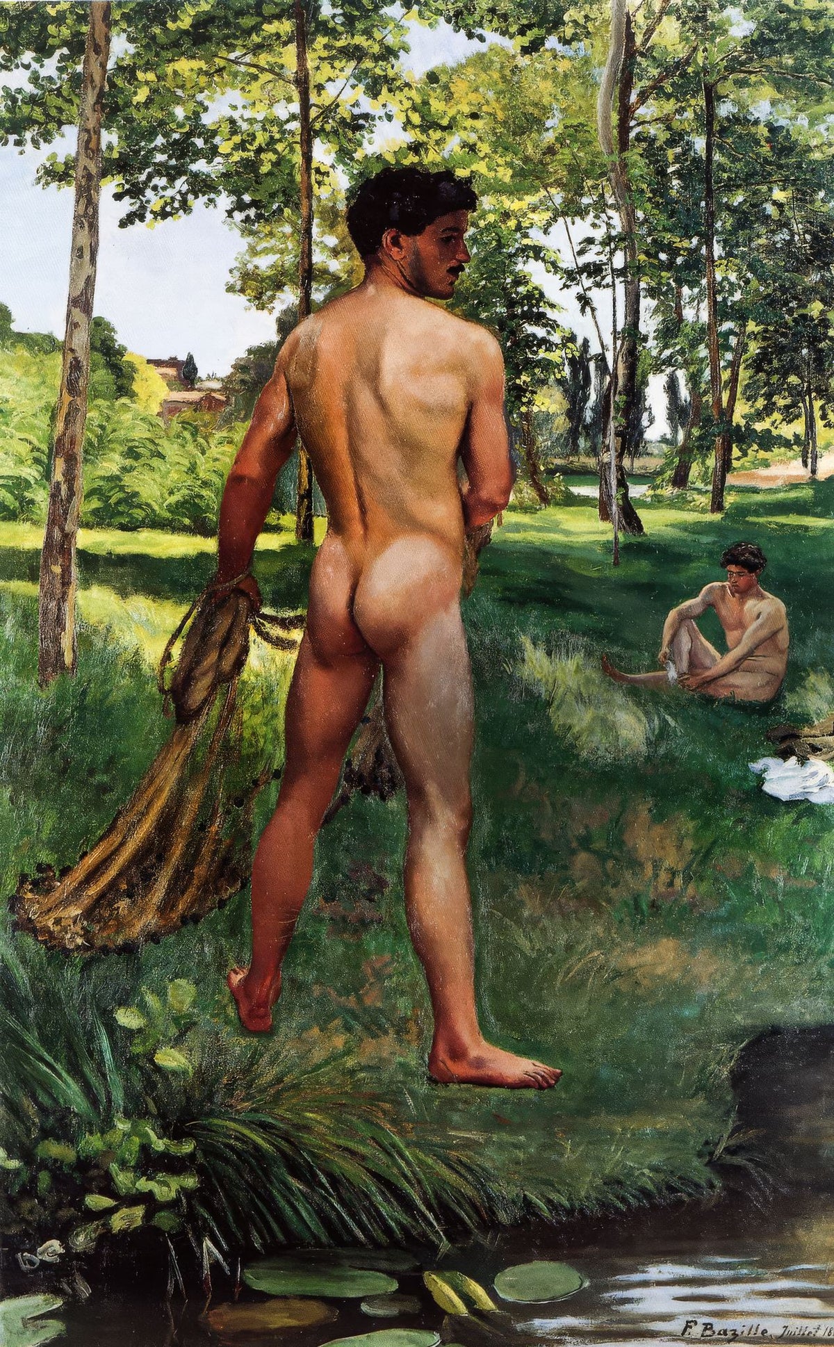 Fisherman with a Net – Frédéric Bazille, 1868, framed