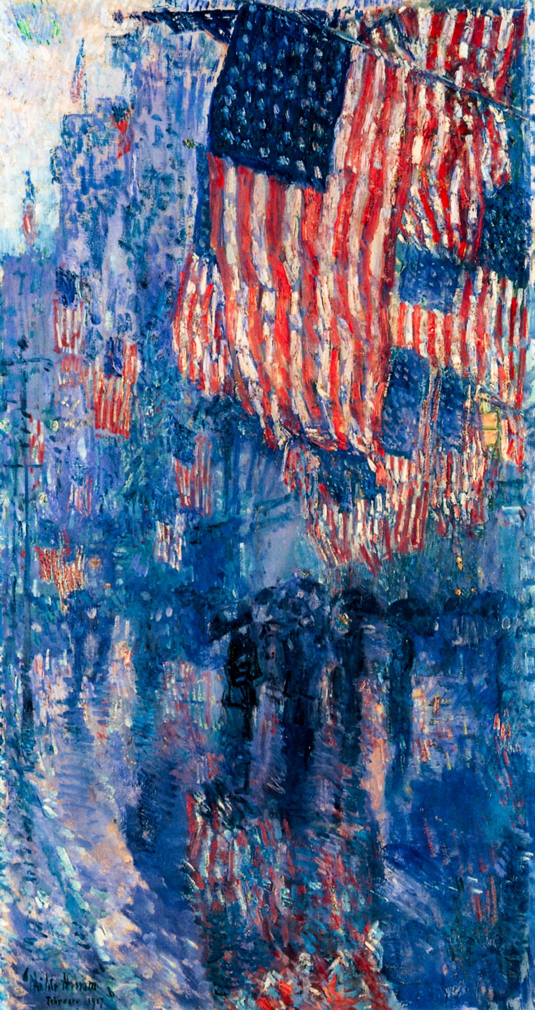 The Avenue in the Rain – Childe Hassam, 1917, framed