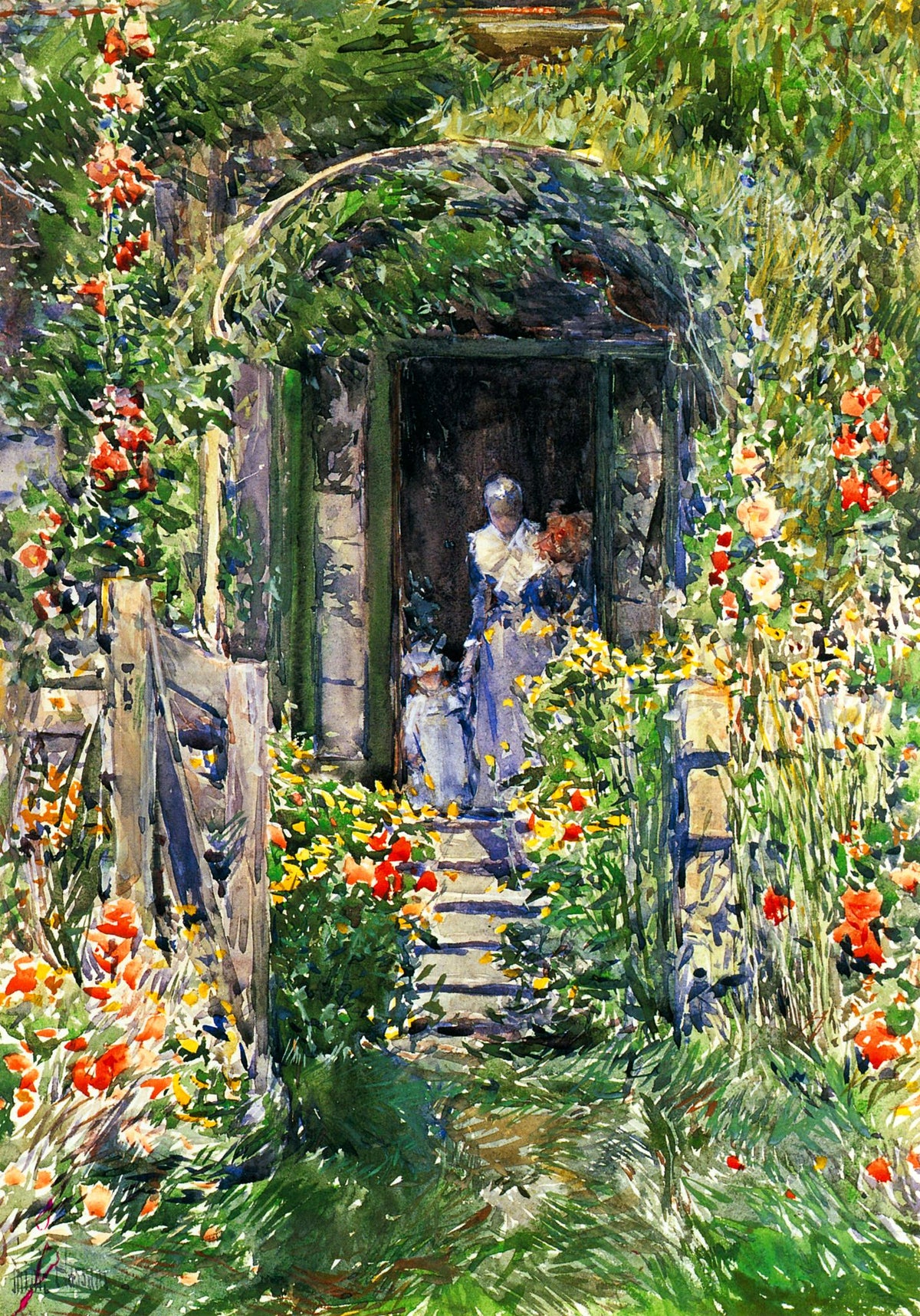 The Artist's Garden, Isle of Shoals – Childe Hassam, 1892, framed