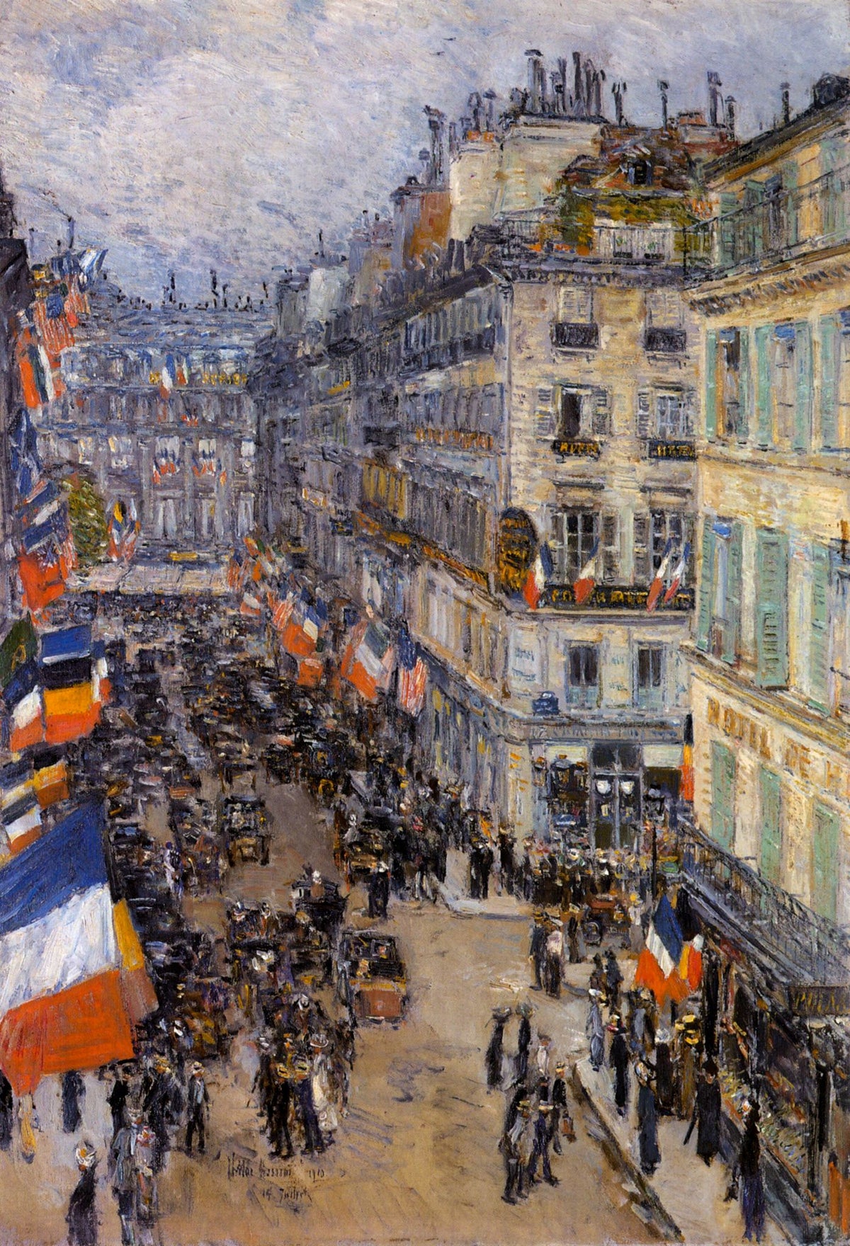 July Fourteenth, Rue Daunou – Childe Hassam, 1910, framed