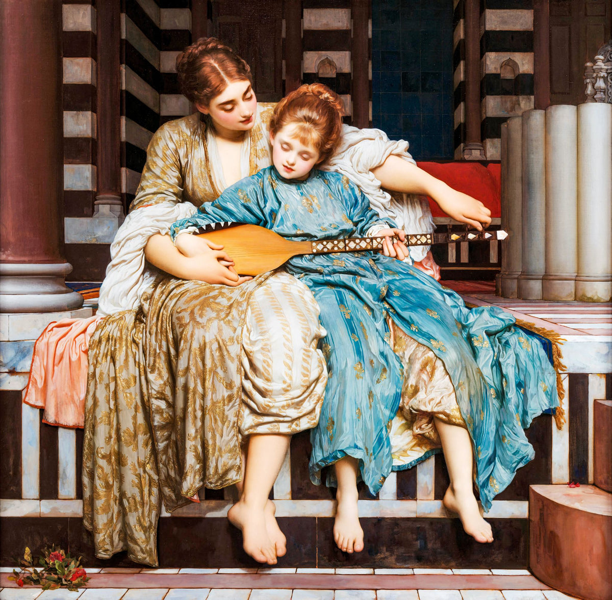 The Music Lesson – Frederic Leighton, 1877, framed