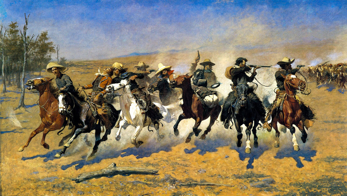 A Dash for the Timber – Frederic Remington, 1889, framed