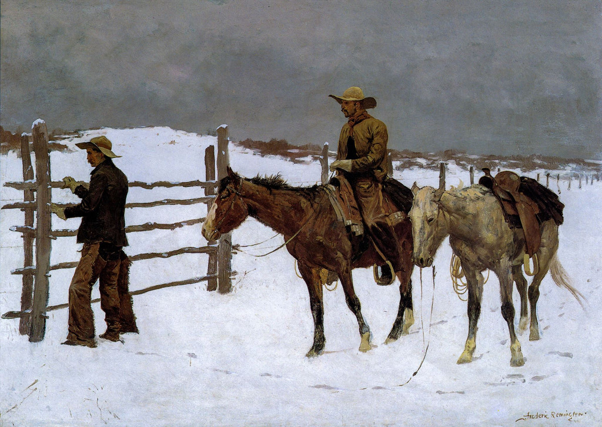 The Fall of the Cowboy – Frederic Remington, 1890, framed