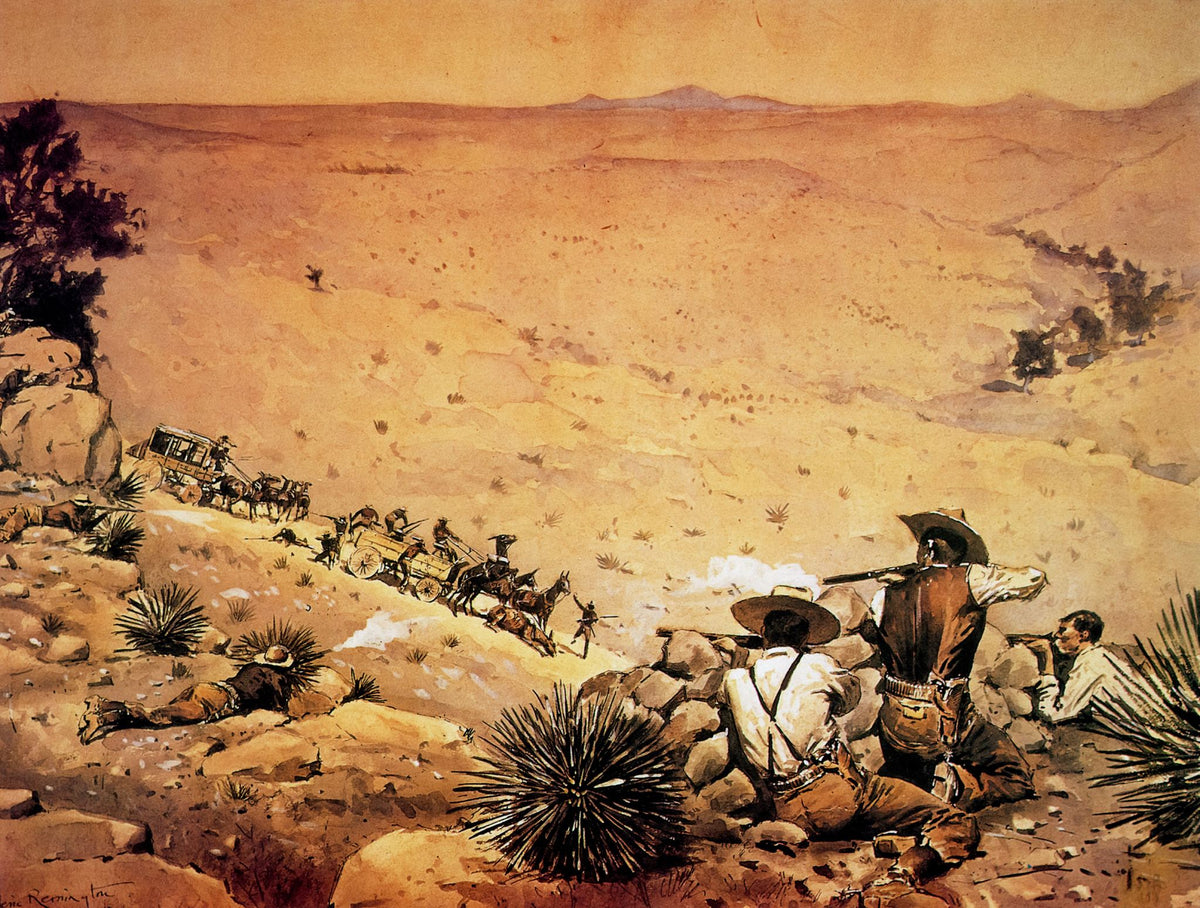 The Hold Up – Frederic Remington, 1899, framed