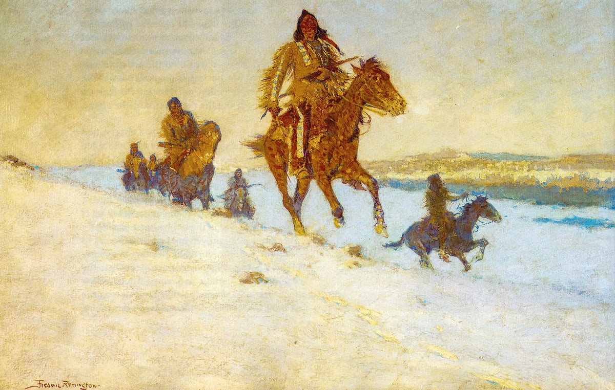 The Snow Trail – Frederic Remington, 1908, framed