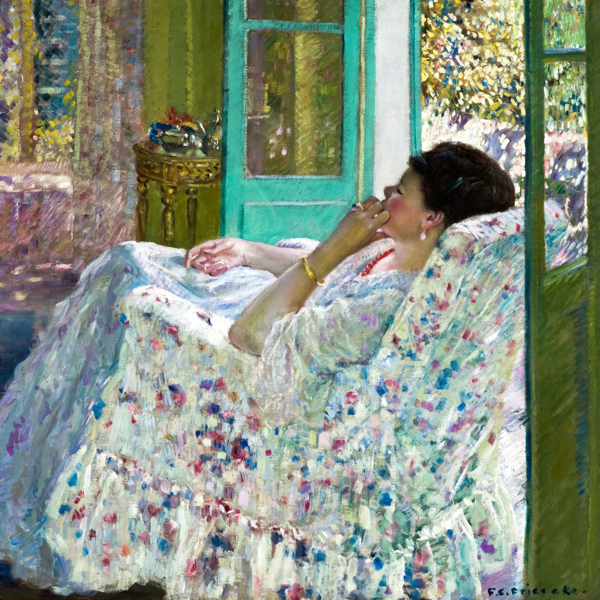 Afternoon Yellow Room – Frederick Carl Frieseke, 1910, framed