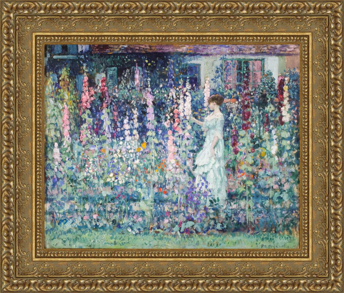 Hollyhocks – Frederick Carl Frieseke, c. 1912