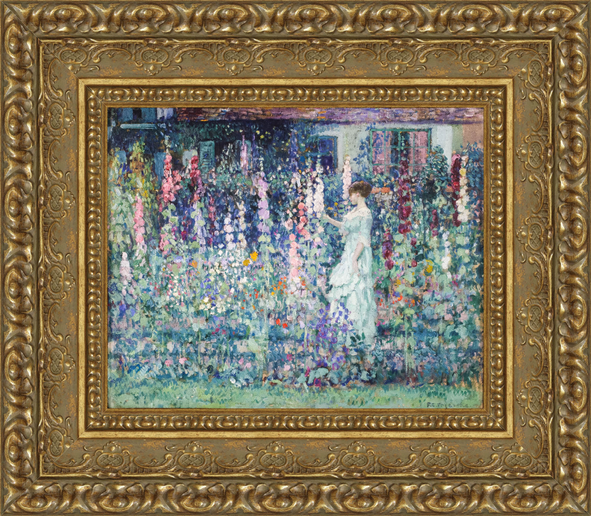 Hollyhocks – Frederick Carl Frieseke, c. 1912 - Canvas Classics