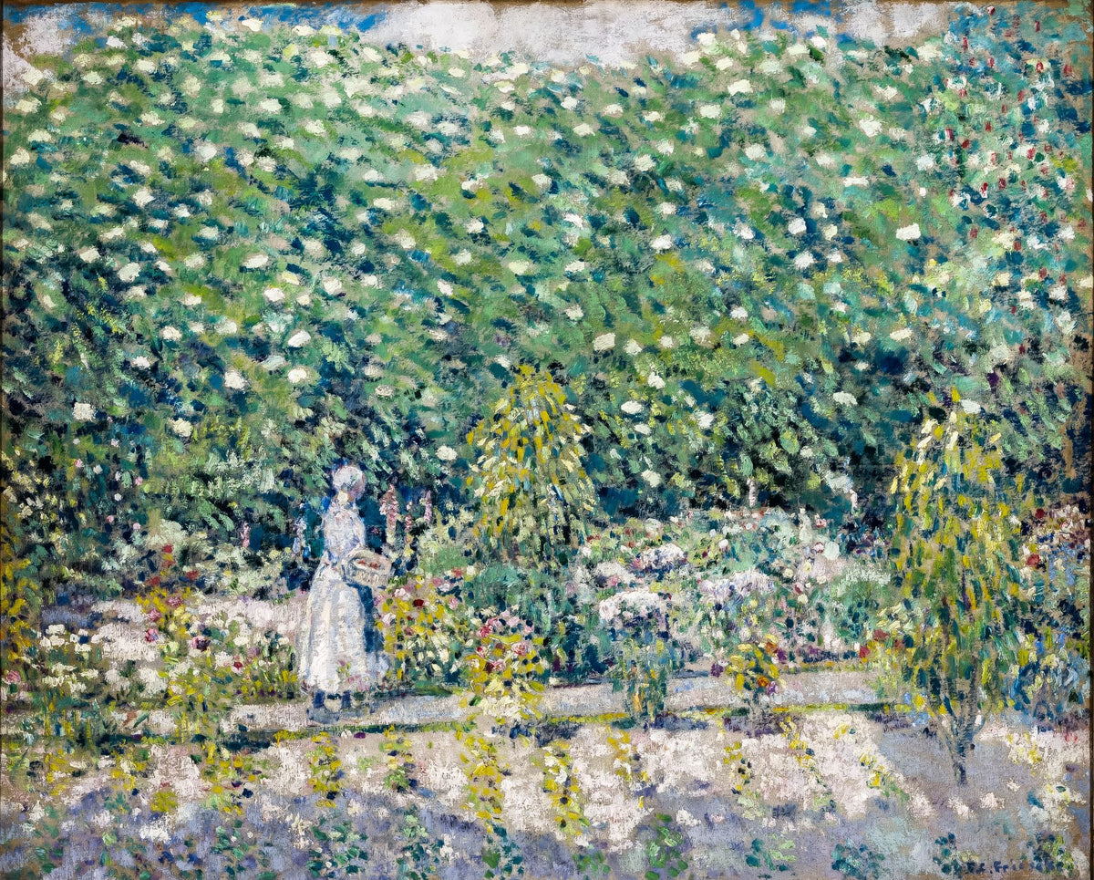 In The Garden Giverny – Frederick Carl Frieseke, 1912, framed