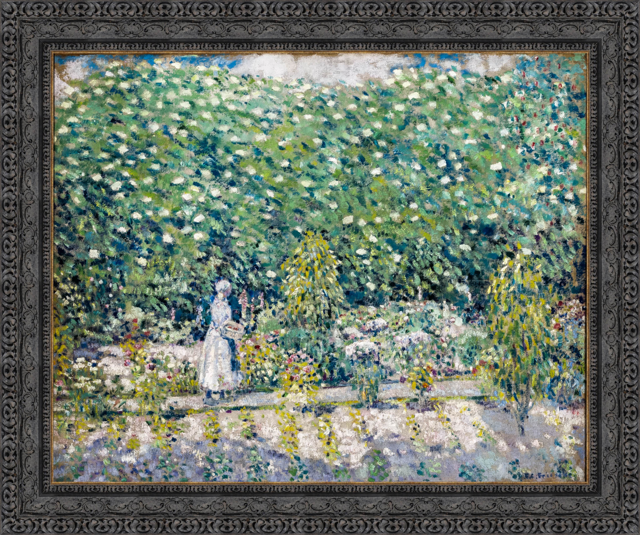 In The Garden Giverny by Frederick Carl Frieseke — Framed Giclee Canvas Print | Canvas Classics