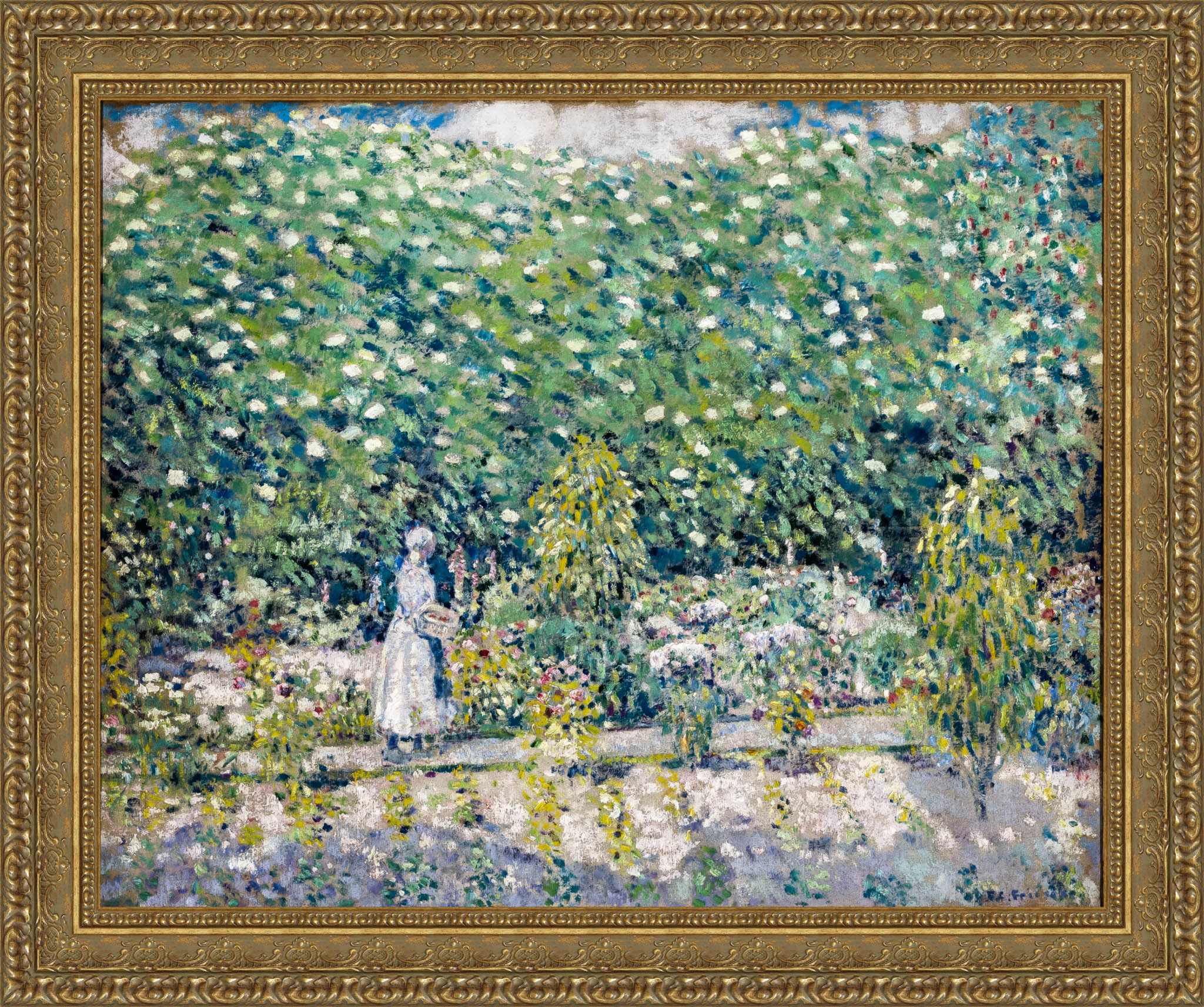 In The Garden Giverny by Frederick Carl Frieseke — Framed Giclee Canvas Print | Canvas Classics