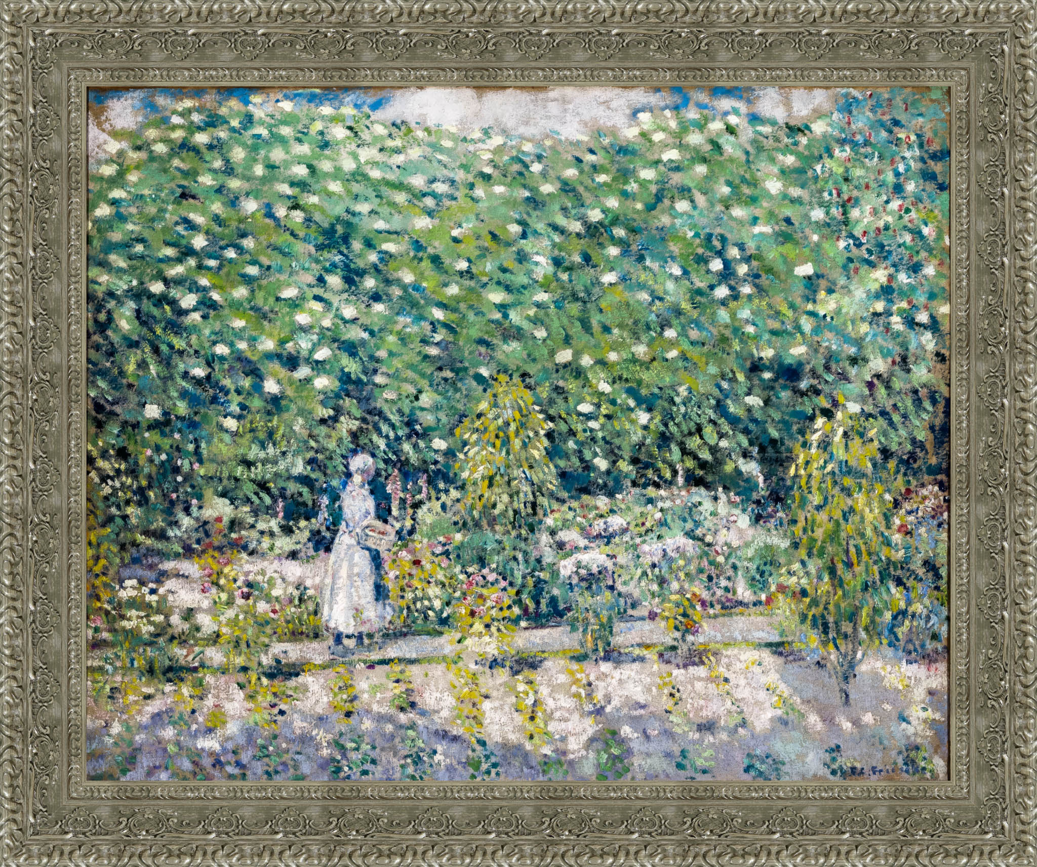 In The Garden Giverny by Frederick Carl Frieseke — Framed Giclee Canvas Print | Canvas Classics