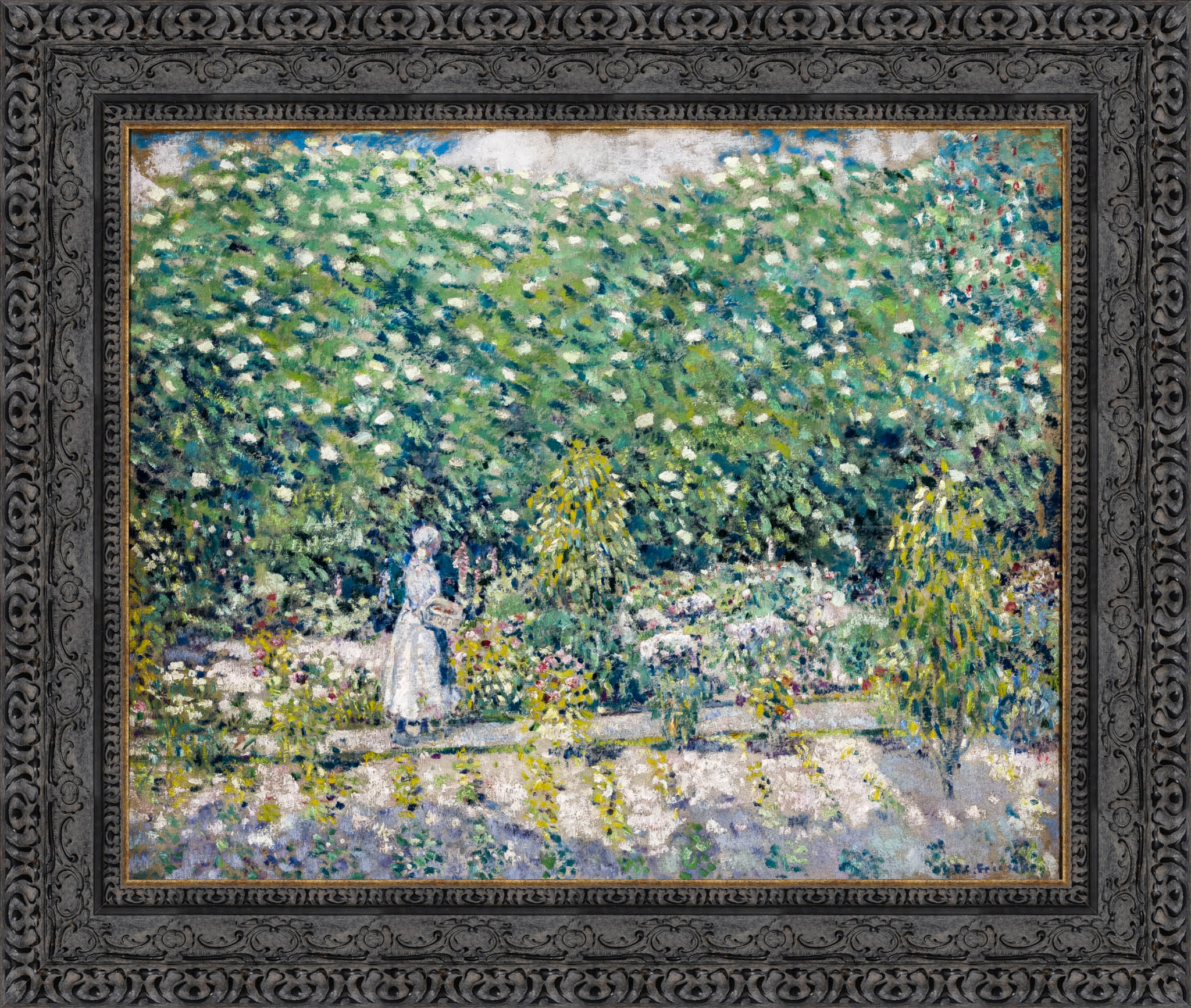 In The Garden Giverny by Frederick Carl Frieseke — Framed Giclee Canvas Print | Canvas Classics