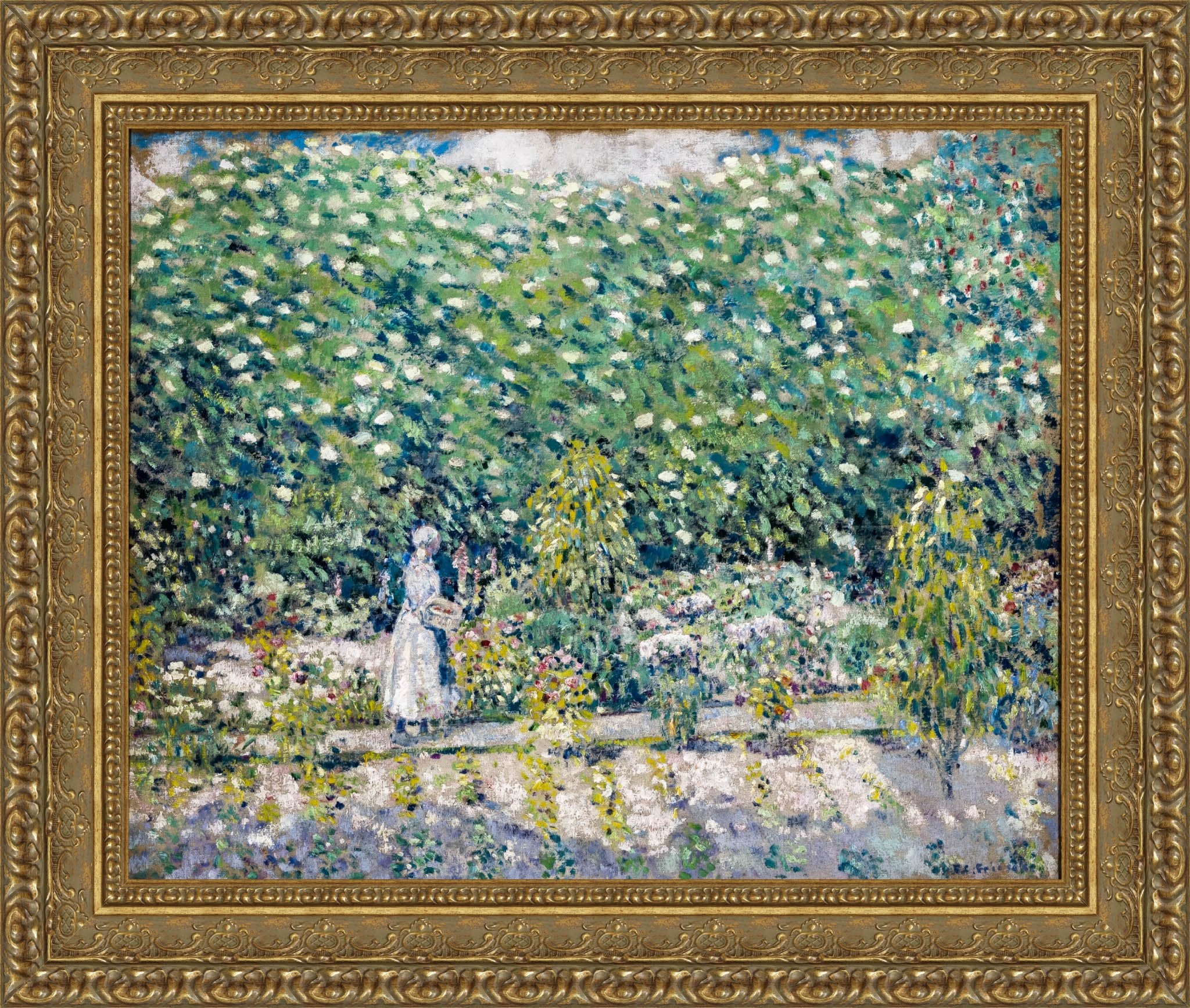 In The Garden Giverny by Frederick Carl Frieseke — Framed Giclee Canvas Print | Canvas Classics