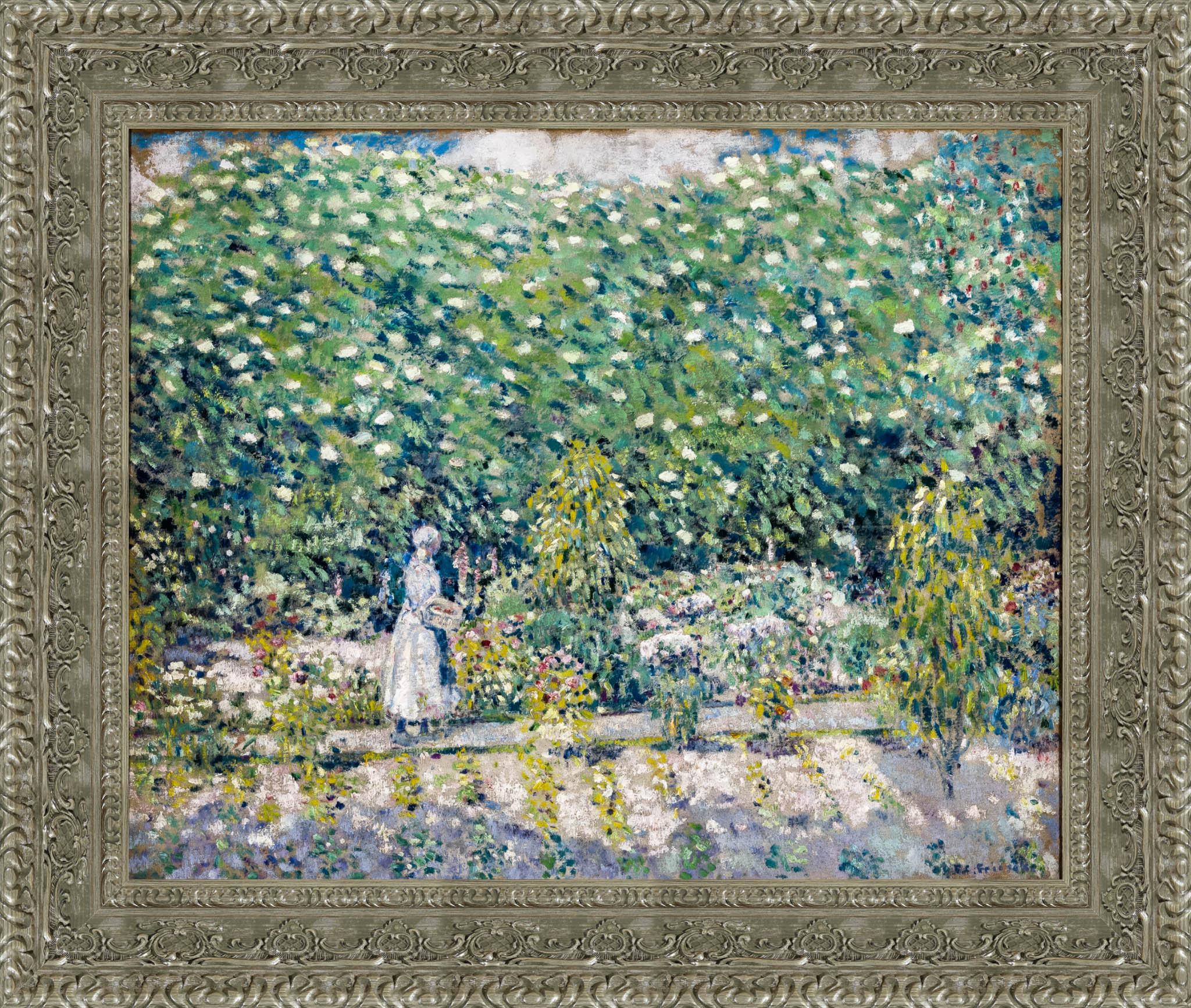 In The Garden Giverny by Frederick Carl Frieseke — Framed Giclee Canvas Print | Canvas Classics