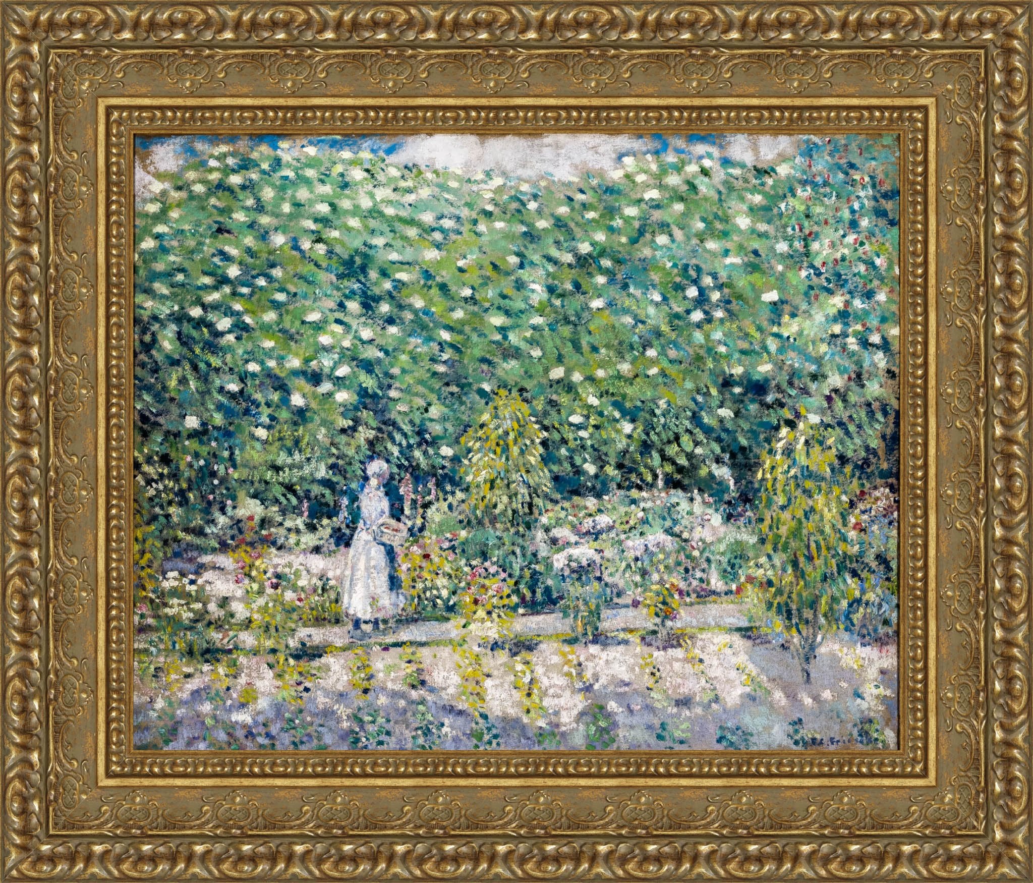 In The Garden Giverny by Frederick Carl Frieseke — Framed Giclee Canvas Print | Canvas Classics