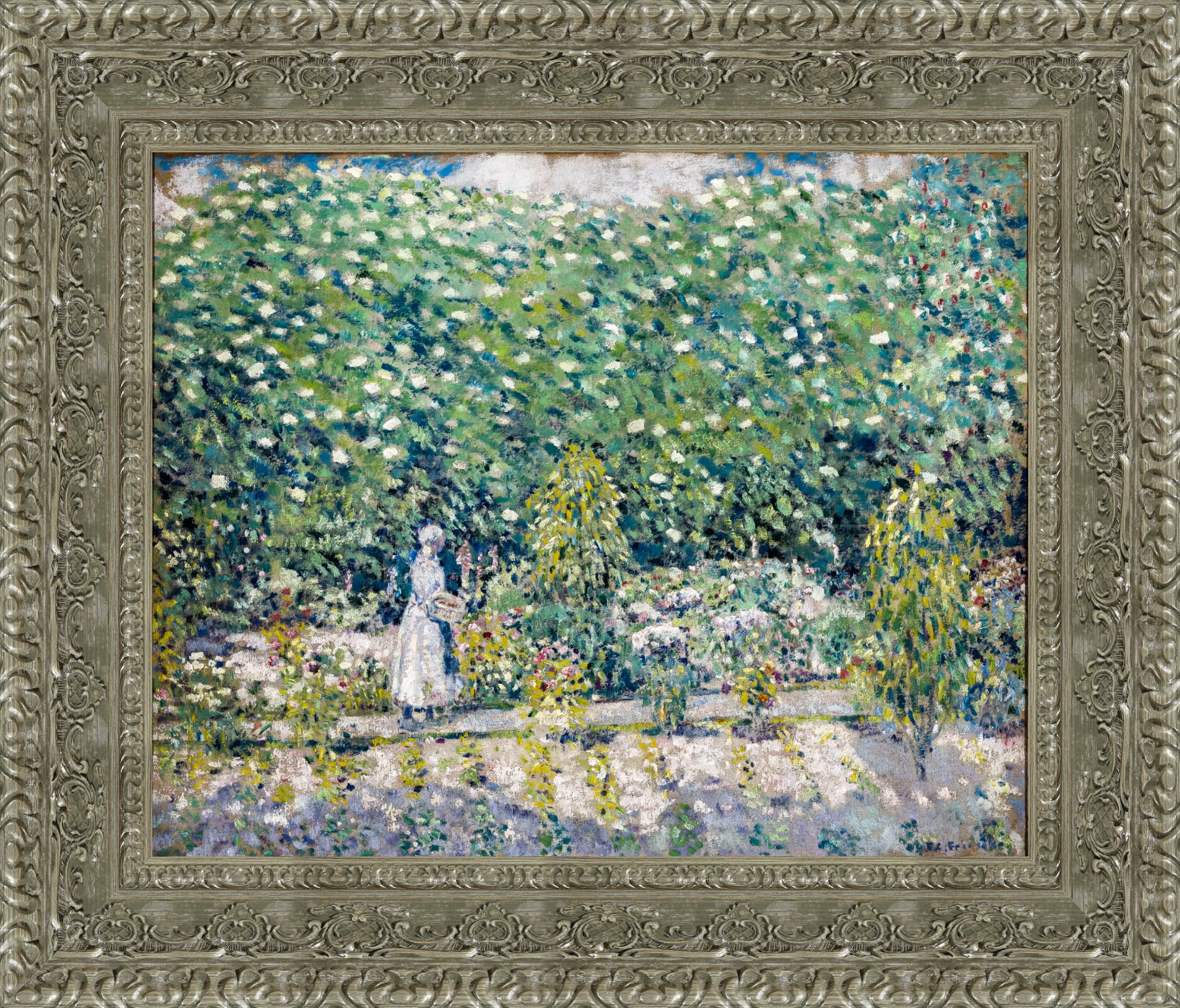 In The Garden Giverny by Frederick Carl Frieseke — Framed Giclee Canvas Print | Canvas Classics