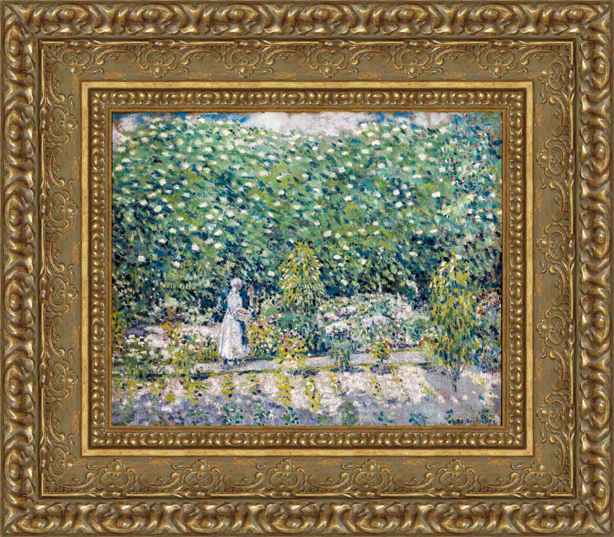 In The Garden Giverny by Frederick Carl Frieseke — Framed Giclee Canvas Print | Canvas Classics
