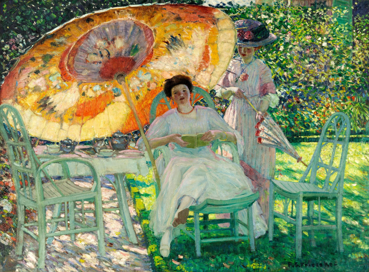 The Garden Parasol – Frederick Carl Frieseke, c. 1910, framed