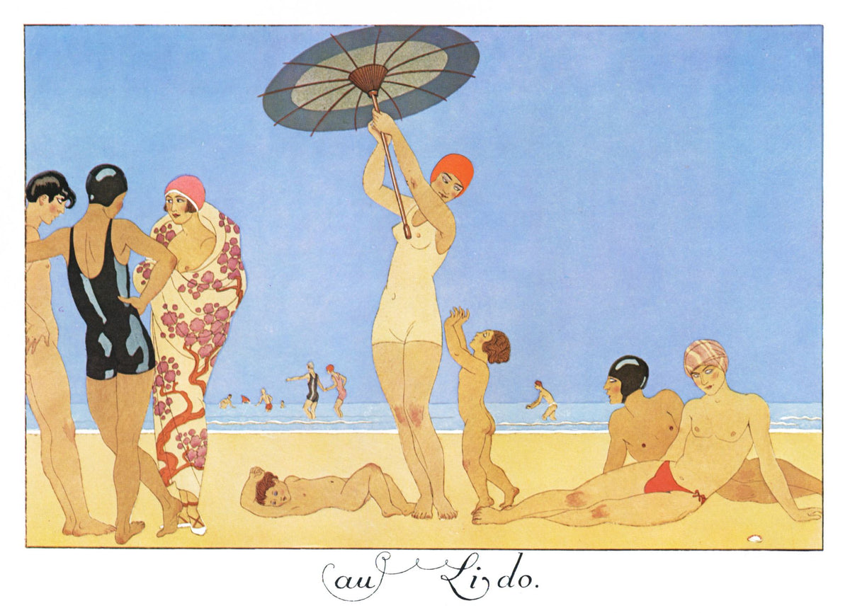 At the Lido (Au Lido) - George Barbier, framed