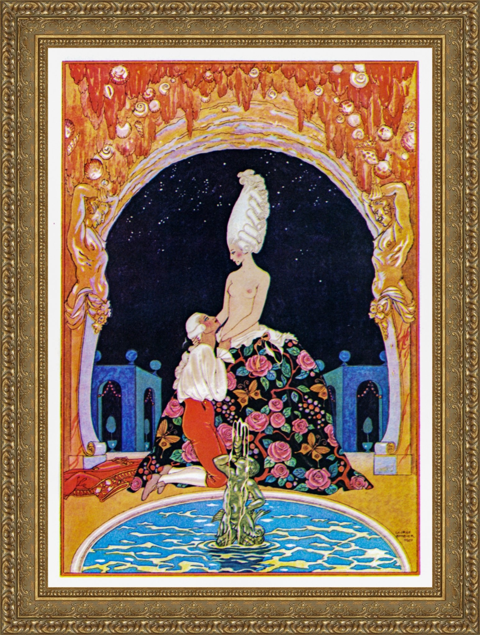 In the Grotto (Dans la Grotte) by George Barbier — Framed Giclee Canvas Print | Canvas Classics
