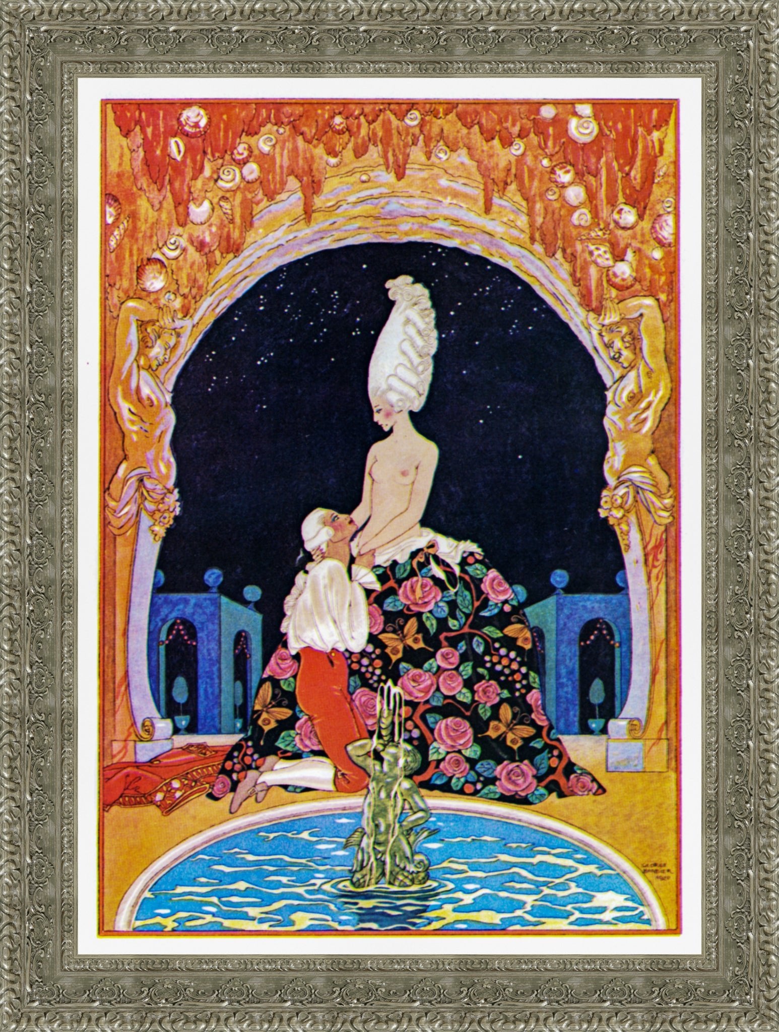 In the Grotto (Dans la Grotte) by George Barbier — Framed Giclee Canvas Print | Canvas Classics