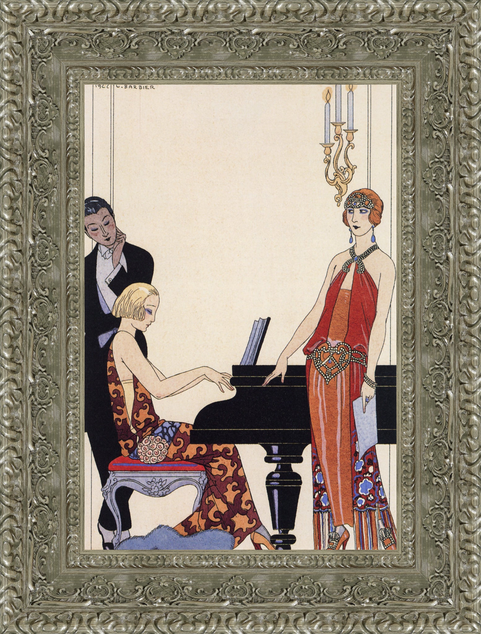 Incantation (L'Incantation) by George Barbier — Framed Giclee Canvas Print | Canvas Classics