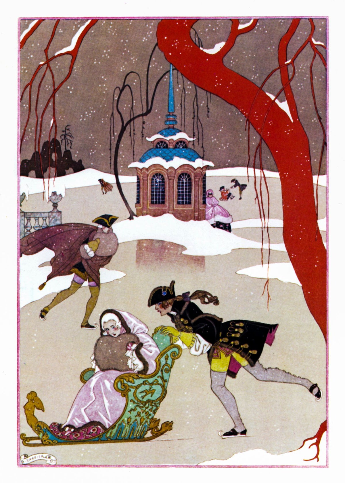 Skating (Le Patinage) – George Barbier, 1923, framed