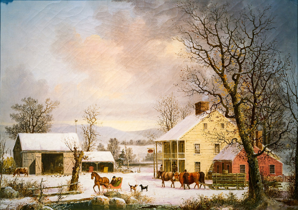 Winter in the Country – George Henry Durrie, 1858, framed