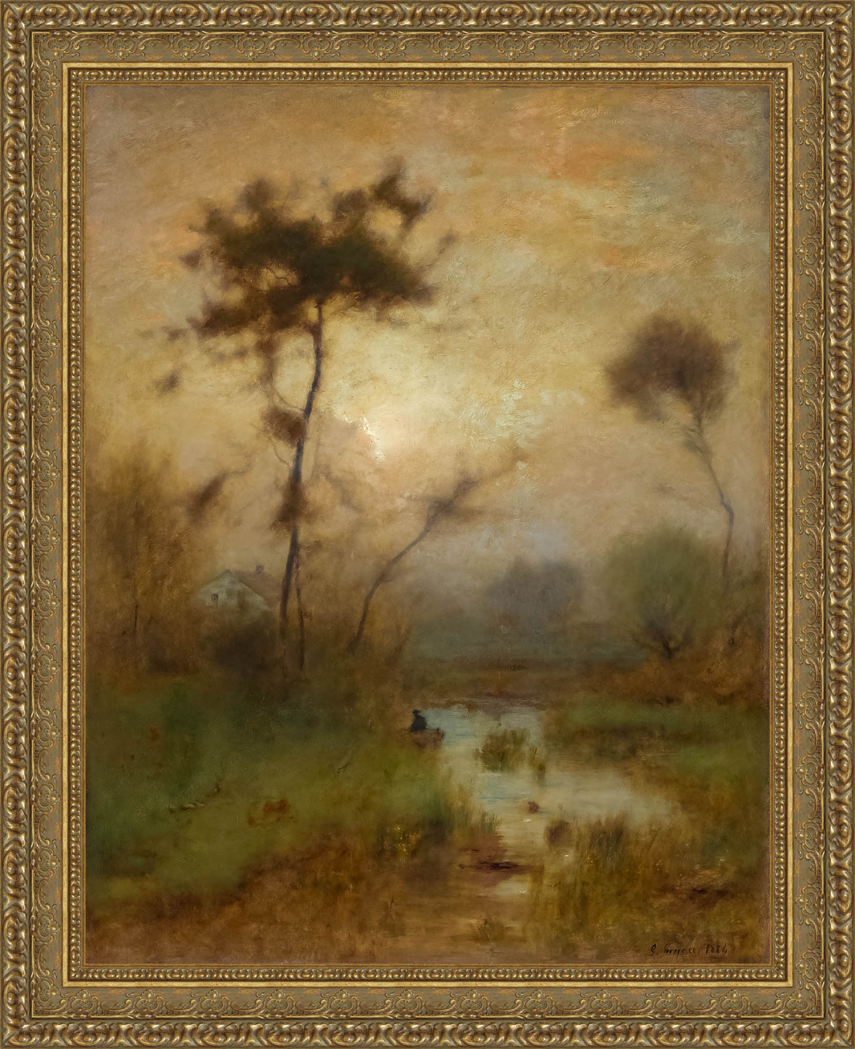A Silver Morning by George Inness — Framed Giclee Canvas Print | Canvas Classics