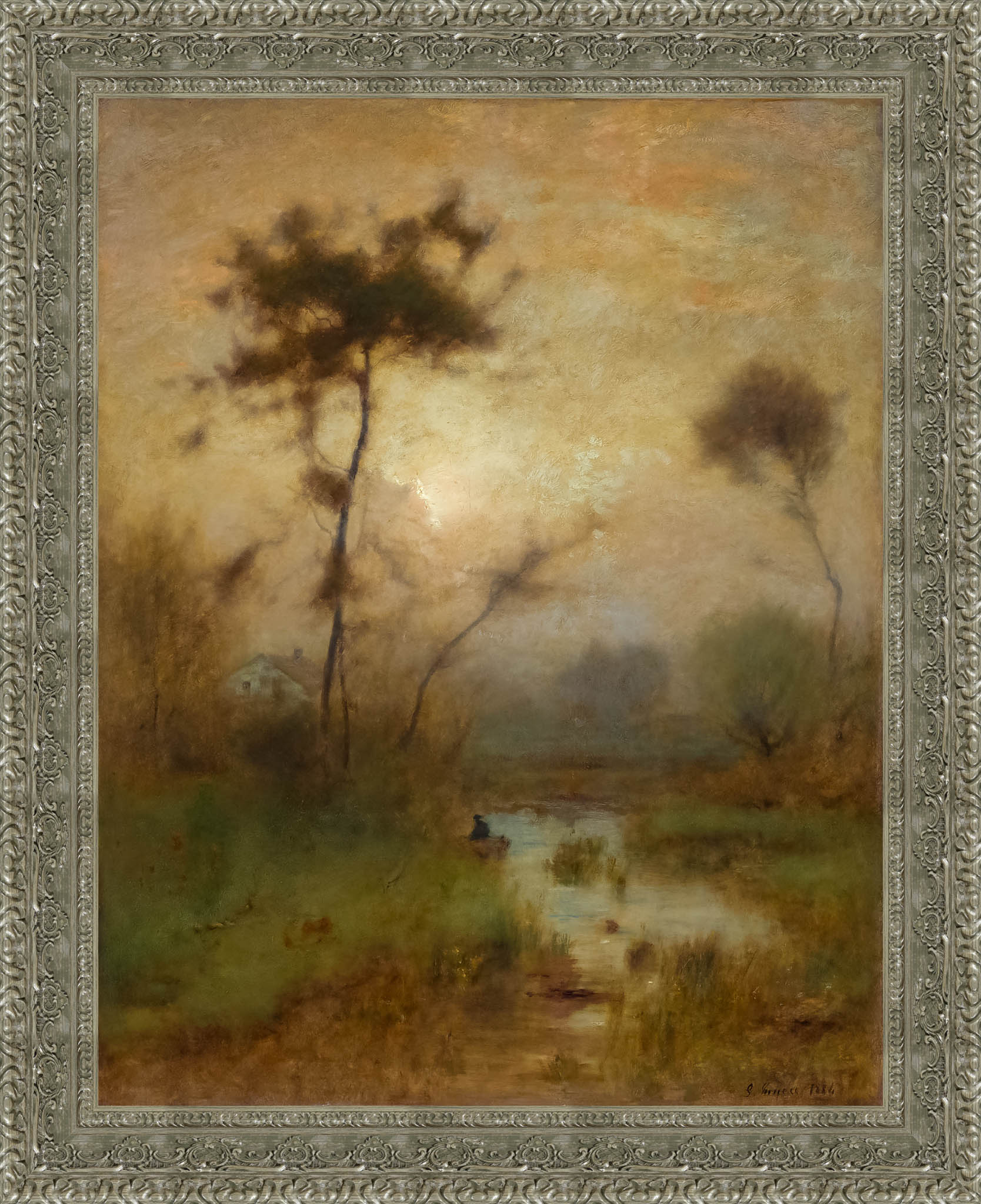 A Silver Morning by George Inness — Framed Giclee Canvas Print | Canvas Classics