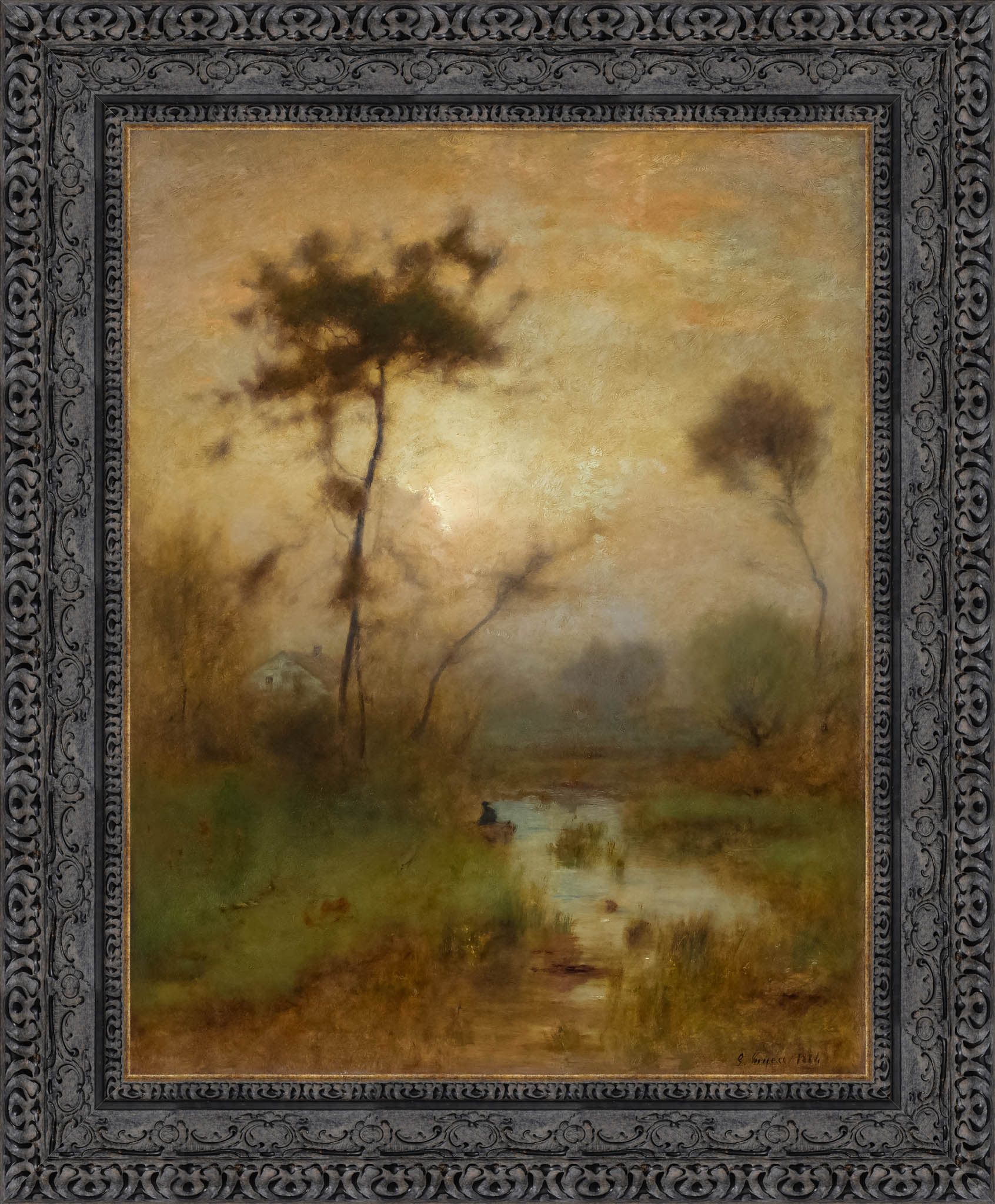 A Silver Morning by George Inness — Framed Giclee Canvas Print | Canvas Classics
