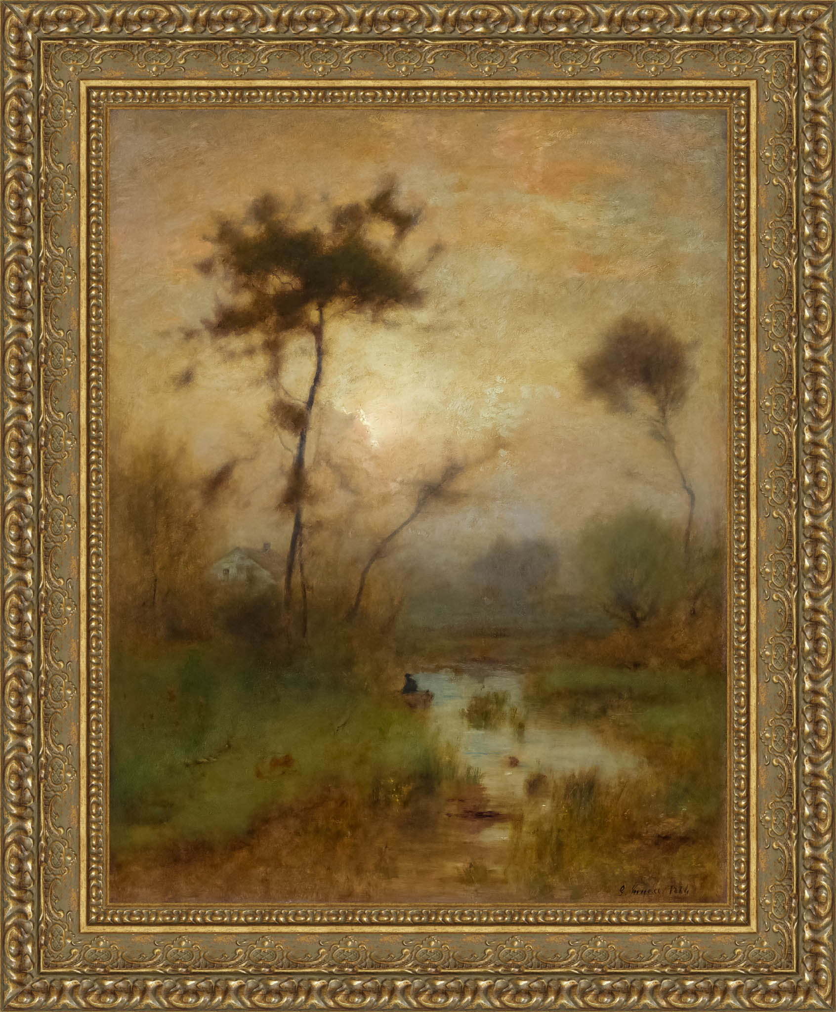 A Silver Morning by George Inness — Framed Giclee Canvas Print | Canvas Classics